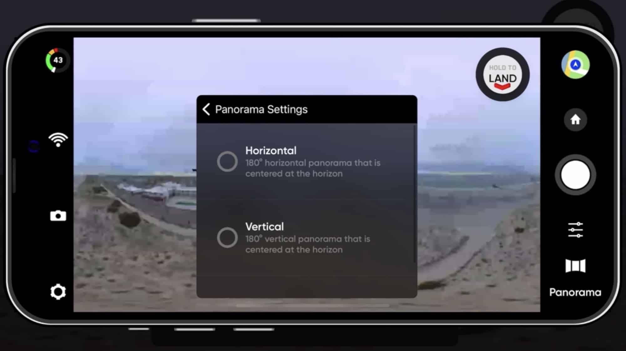 Panorama exposure settings, either one value for all frames or metered per photo.