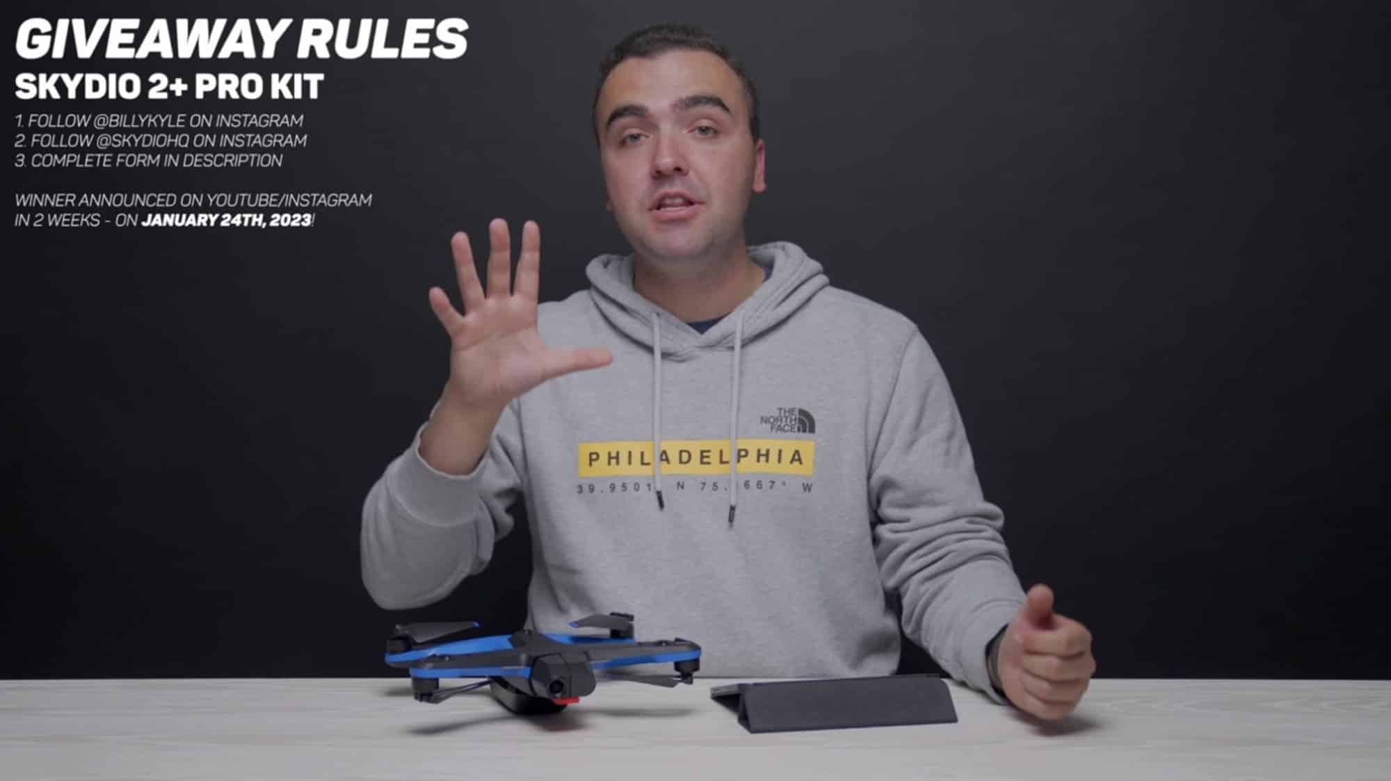 The Skydio 2+ Pro kit with drone, batteries, Beacon and hard case being given away.
