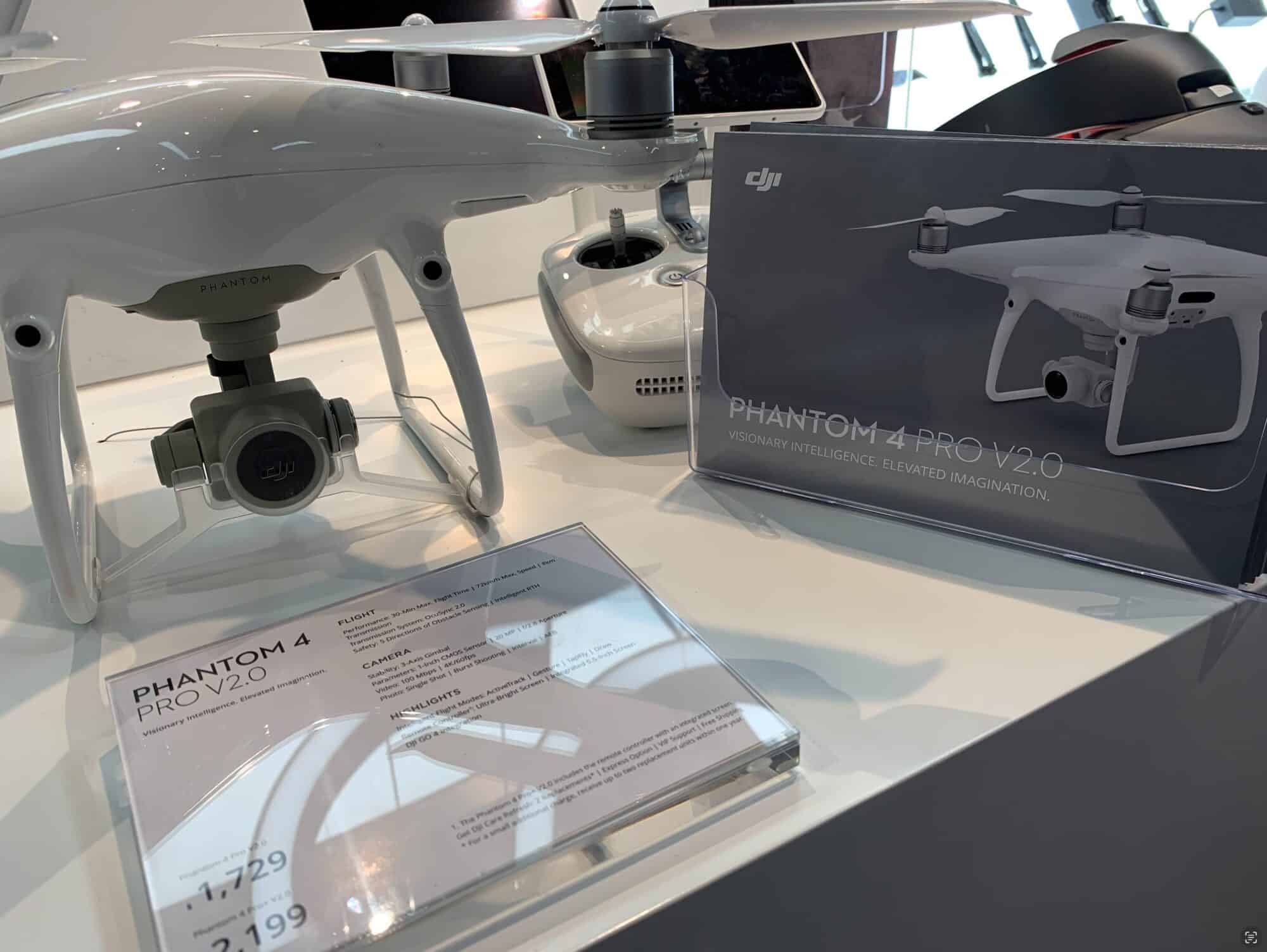 DJI showing the Phantom 4 Pro V2.0 at its CES booth back in 2020.
