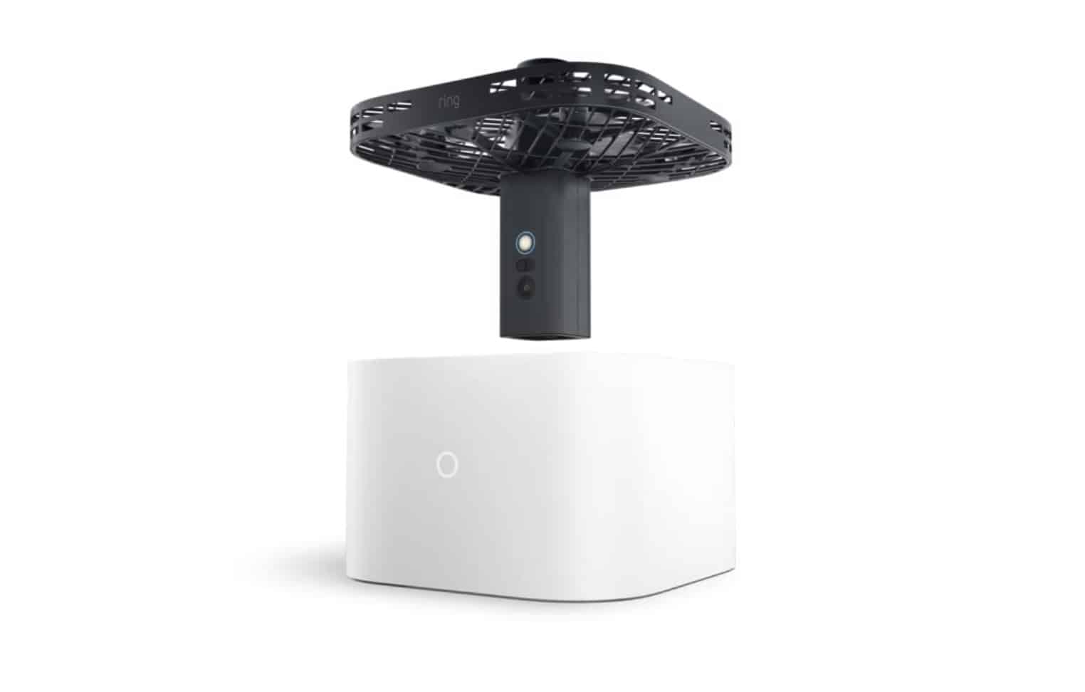 Ring Always Home Cam drone rising from its white charging base.