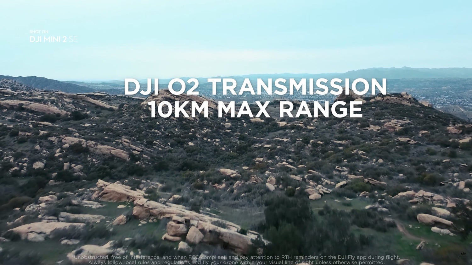 Top-down press photo of the DJI Mini 2 SE and its propellers.