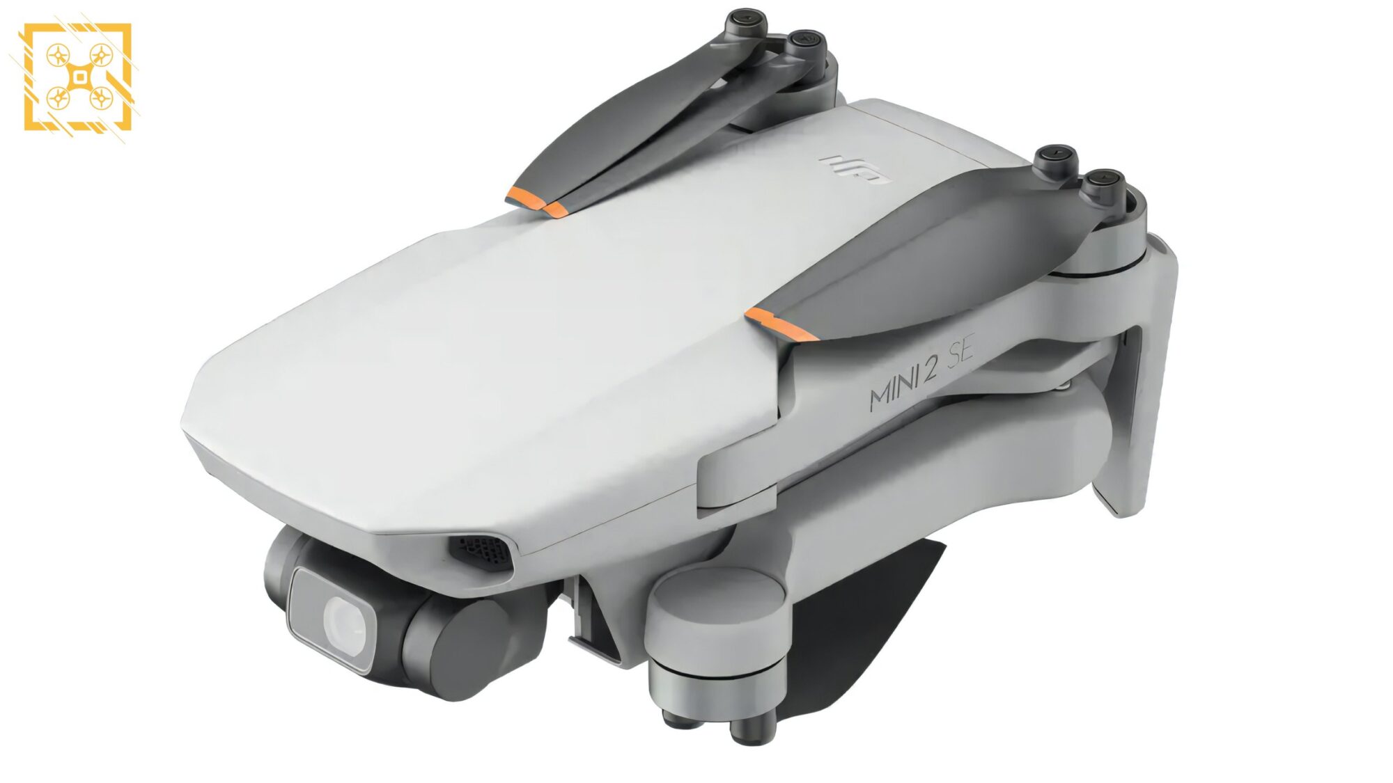 DJI Mini 2 SE folded down with its gimbal cover fitted.
