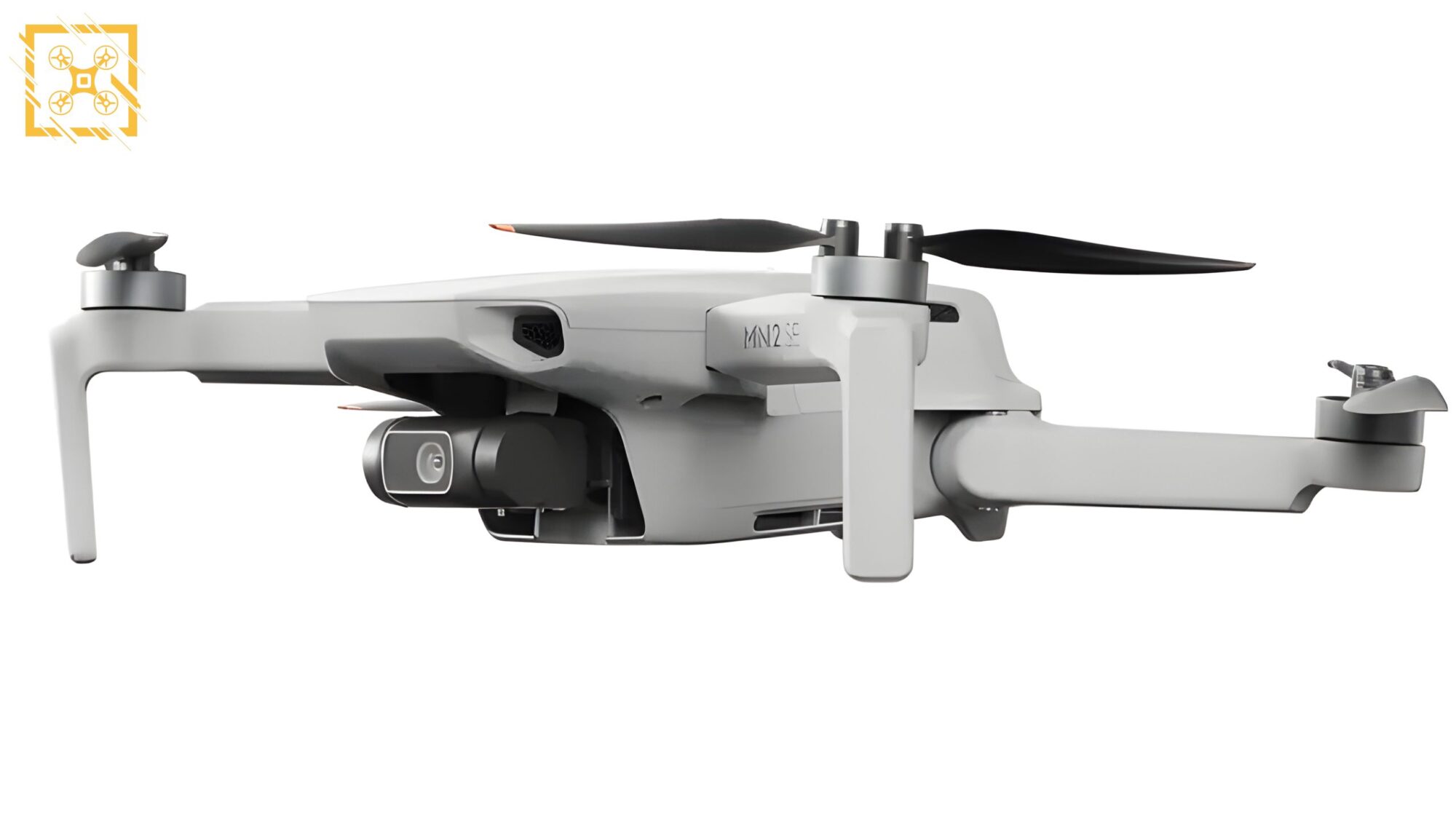 Front view of the Mini 2 SE and its 3-axis stabilized 2.7K camera.
