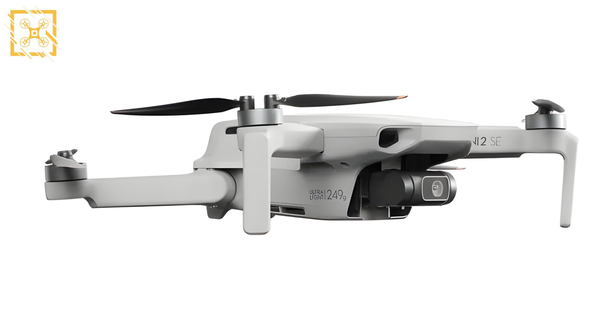 Underside of the DJI Mini 2 SE showing the downward vision sensors.