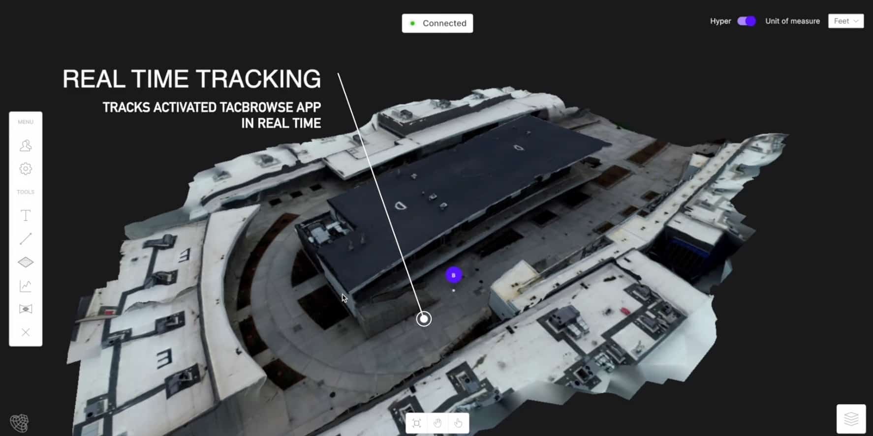 Screenshot of TacBrowse plotting team member GPS positions inside a 3D drone model.