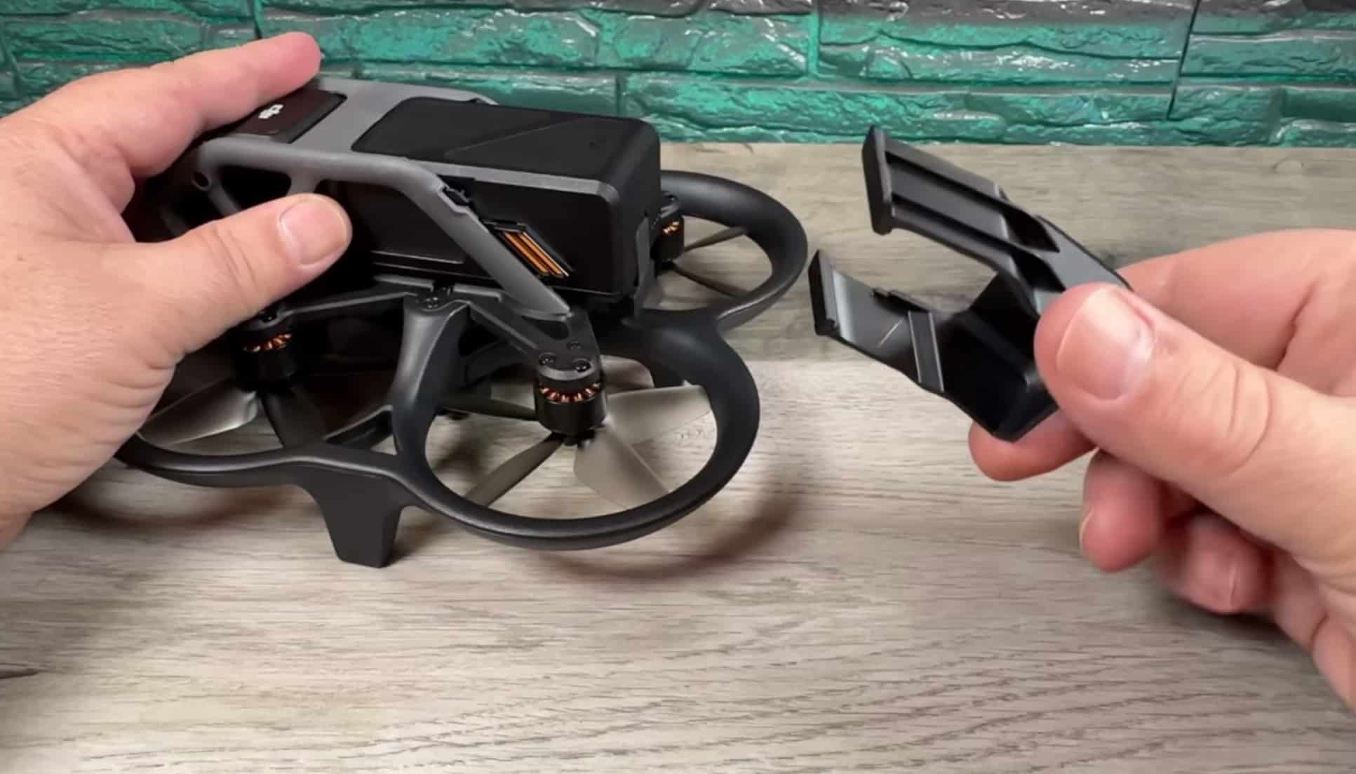 DJI Avata battery bay, where the pack can pop loose during a crash.