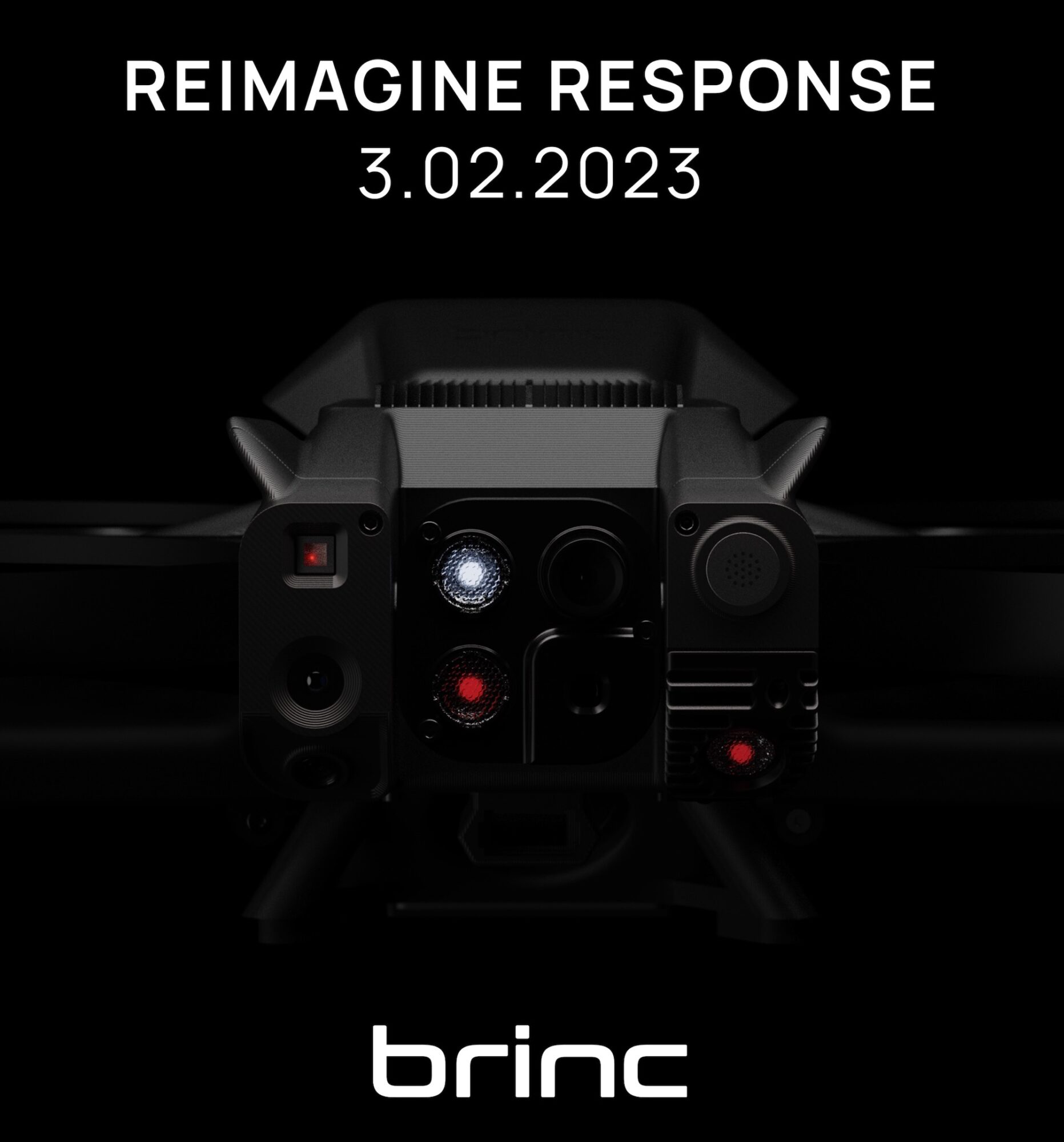 BRINC teaser image of its new public safety drone with a March 2, 2023 date.