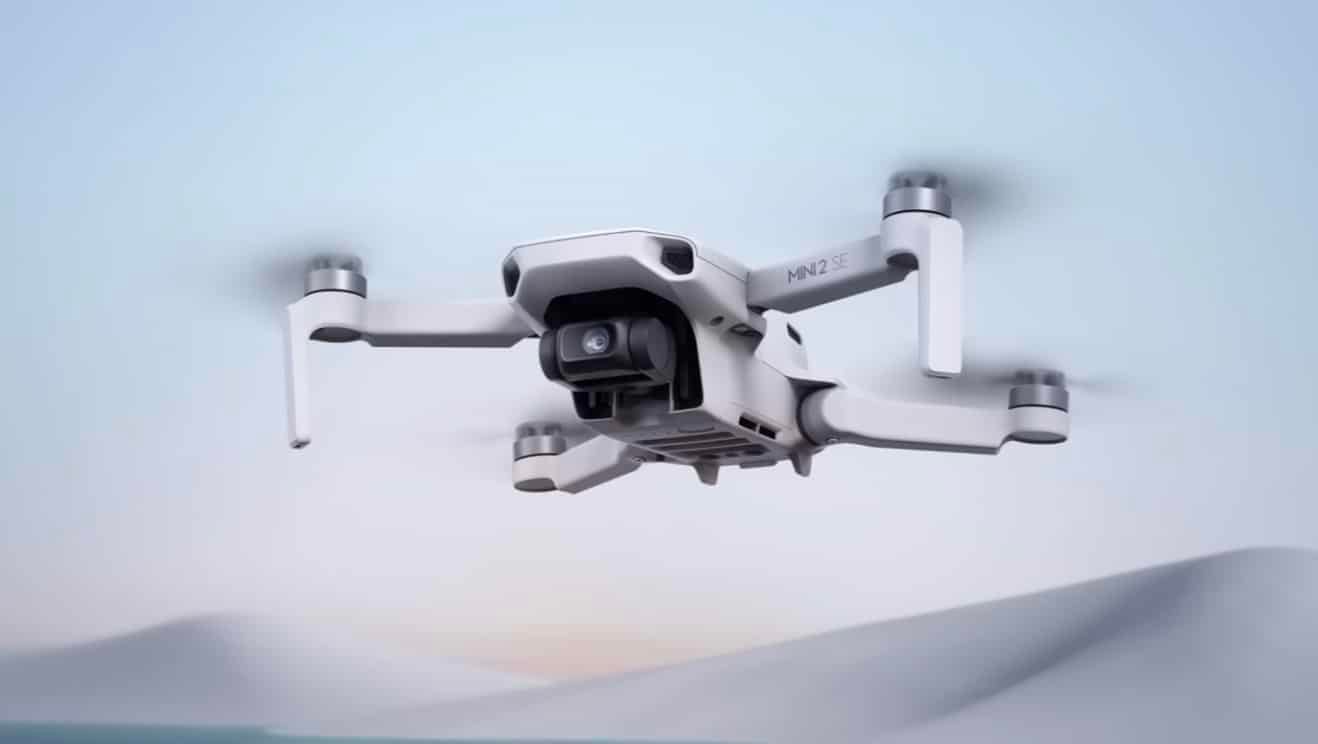 DJI Mini 3 ready for a test flight on an overcast, breezy winter day.