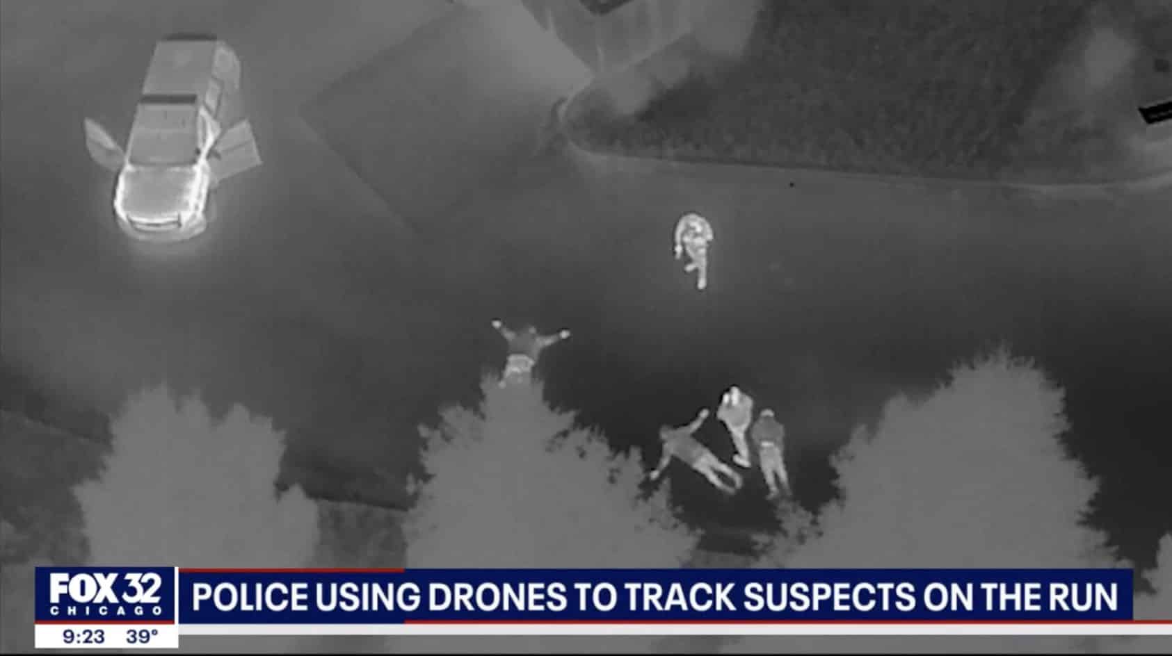 Mokena police drone footage of the three fugitives located in a field.