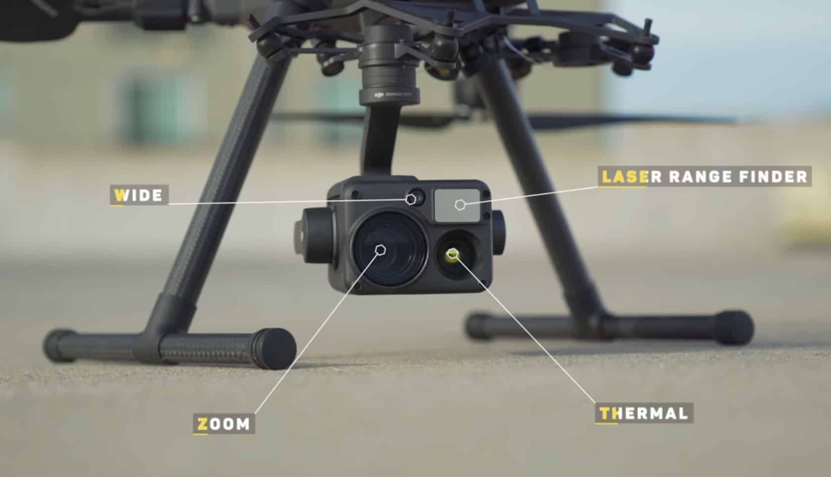 DJI Zenmuse H20T payload with its four imaging modules in one housing.