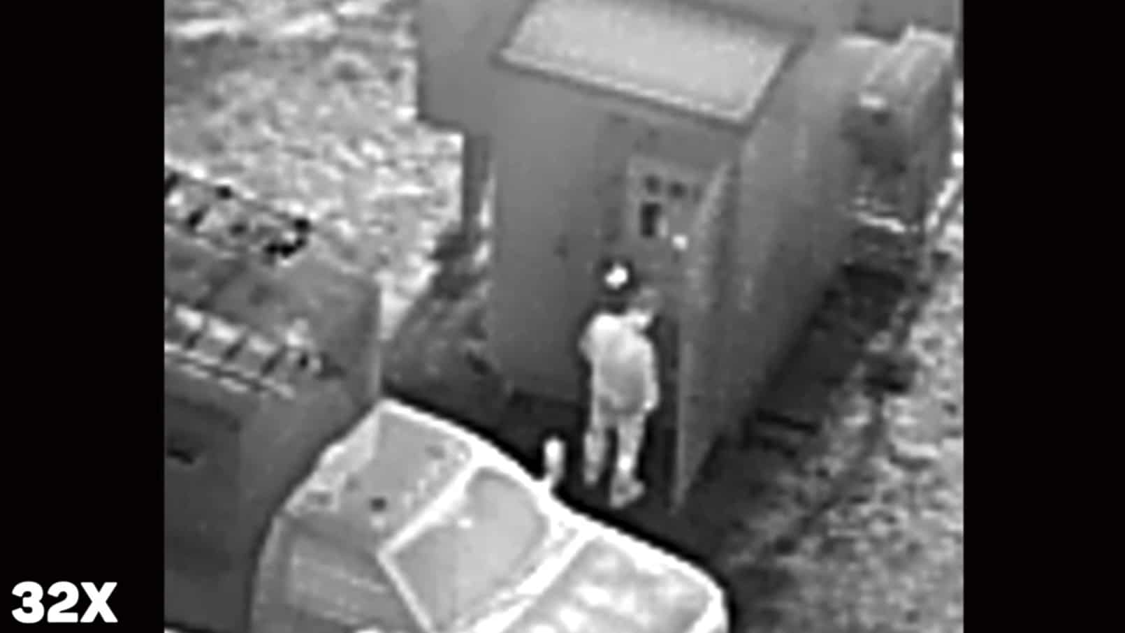 Thermal image punched in to 32 times digital zoom, still holding usable detail.