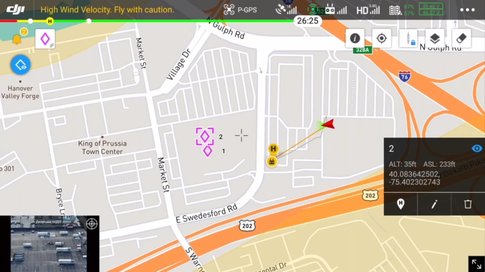 An area of interest marked with Pinpoint and relayed to the team through DJI FlightHub.