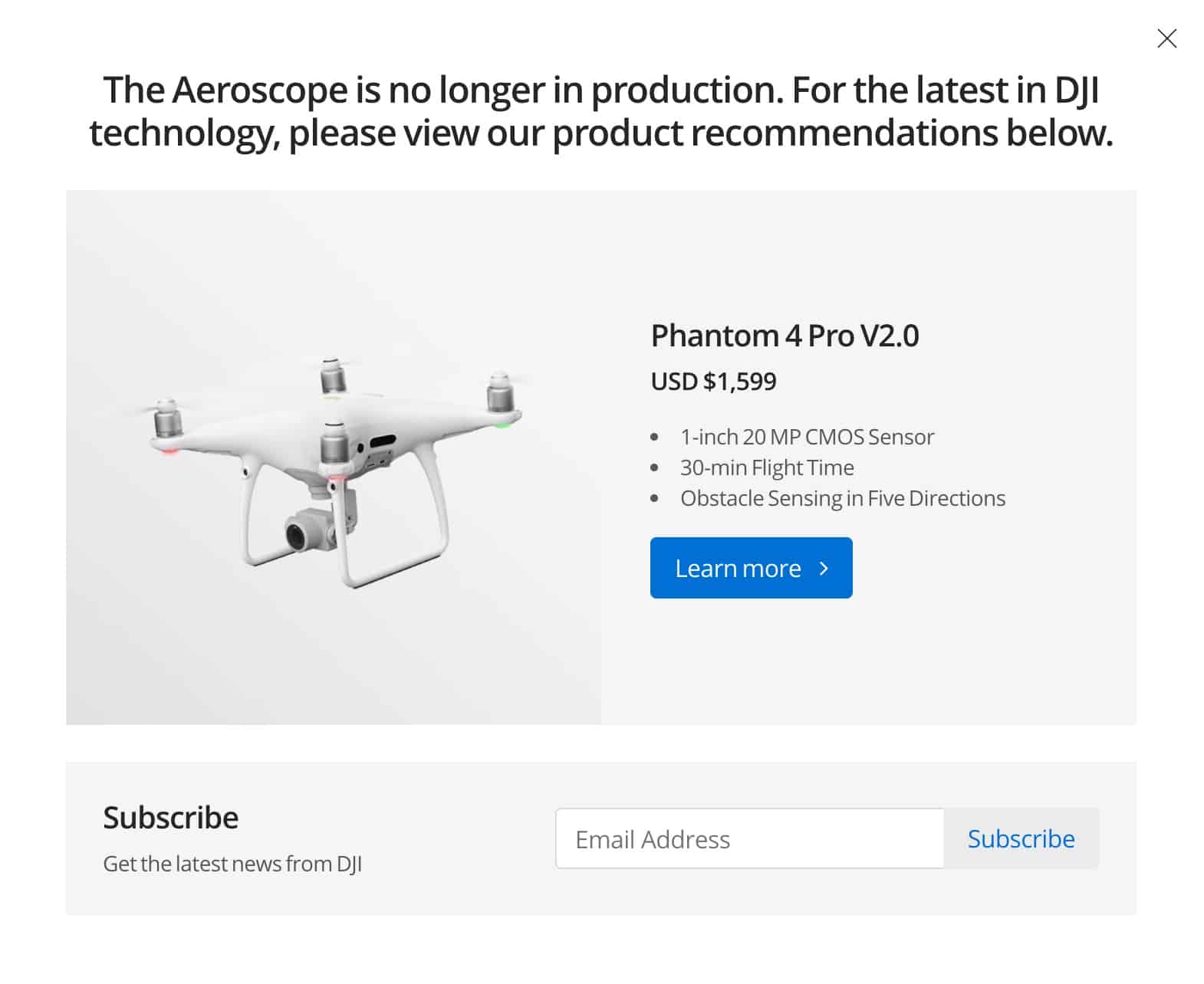 Drone detection system, DJI Aeroscope is no longer in production