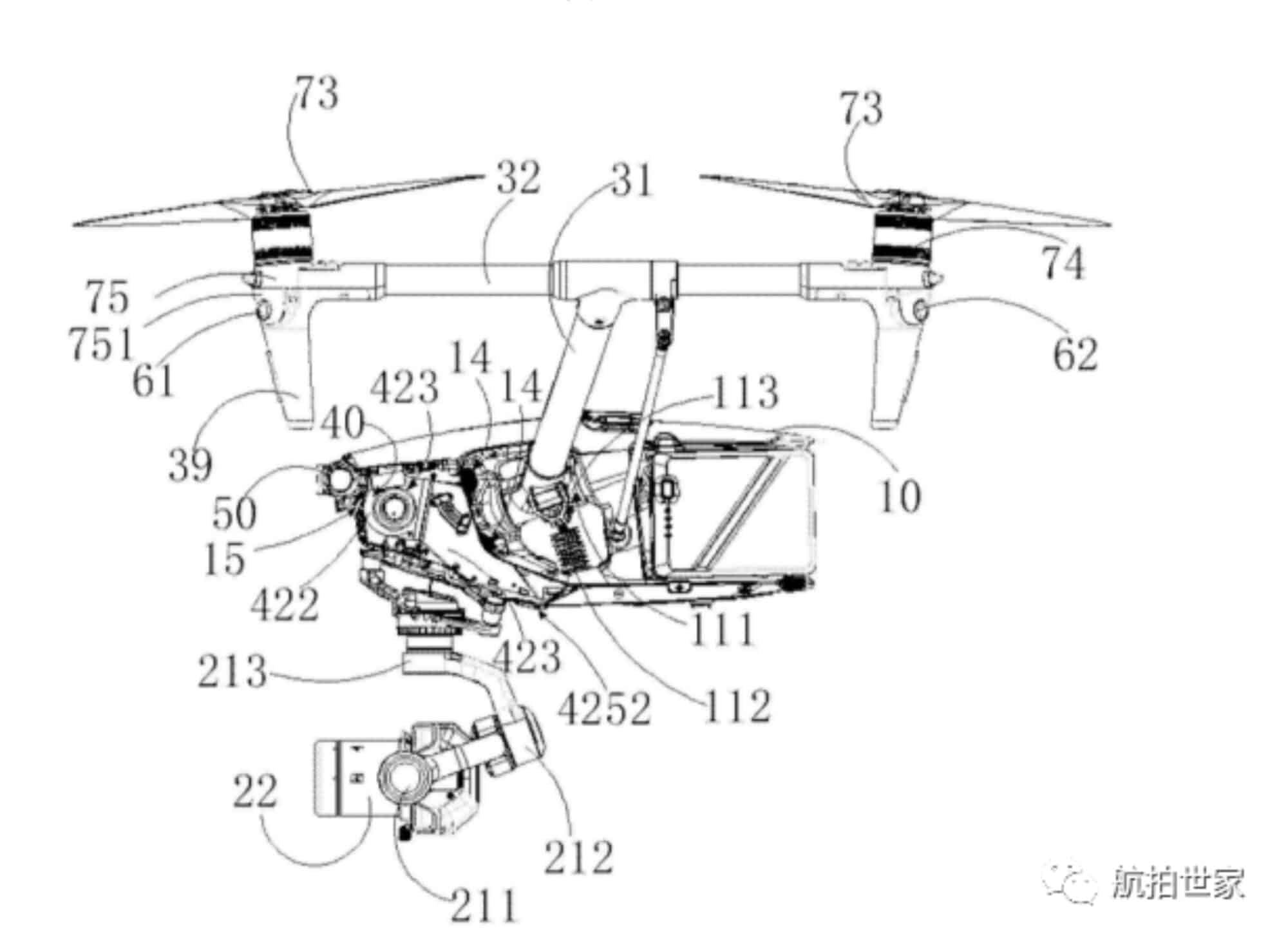Close leaked view of an Inspire 3 rotor arm and the hinge on its folding propeller.