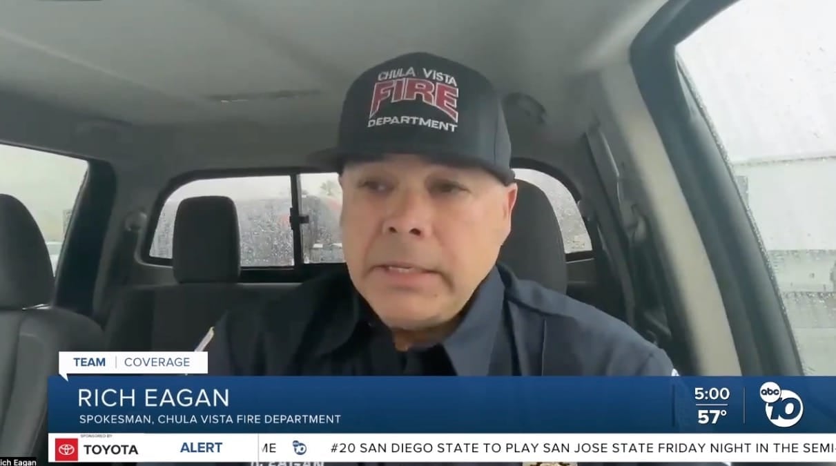 Chula Vista Fire Department spokesman Rich Eagan speaking to a local news camera.