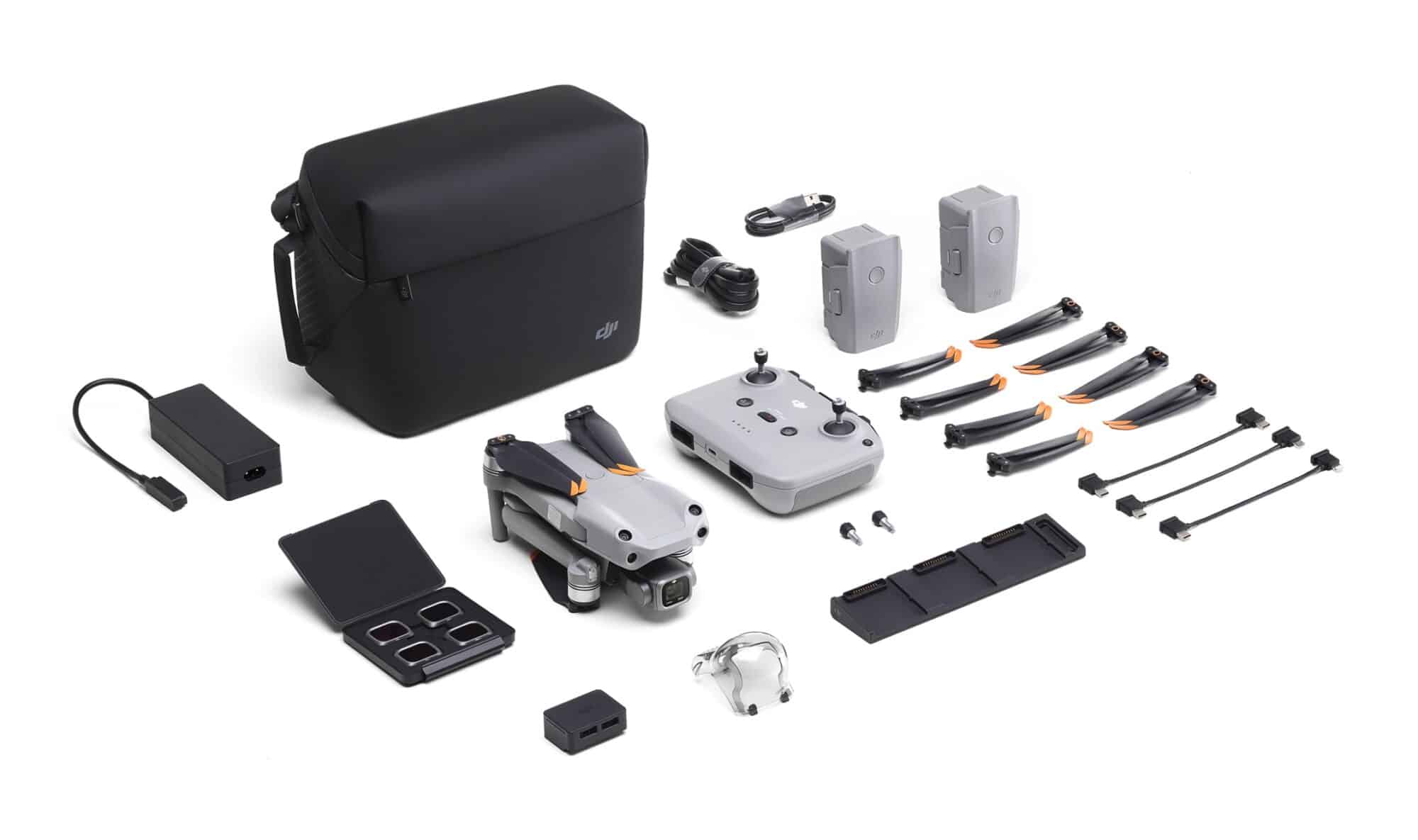 The DJI Air 2S Fly More Combo with spare batteries and carrying case.