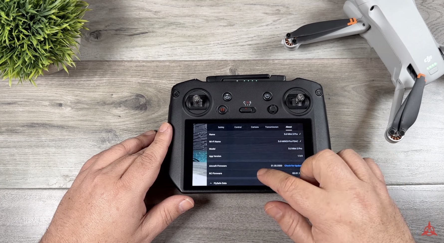Gain and Expo tuning menu on the DJI RC Pro after updating to Fly 1.9.9.