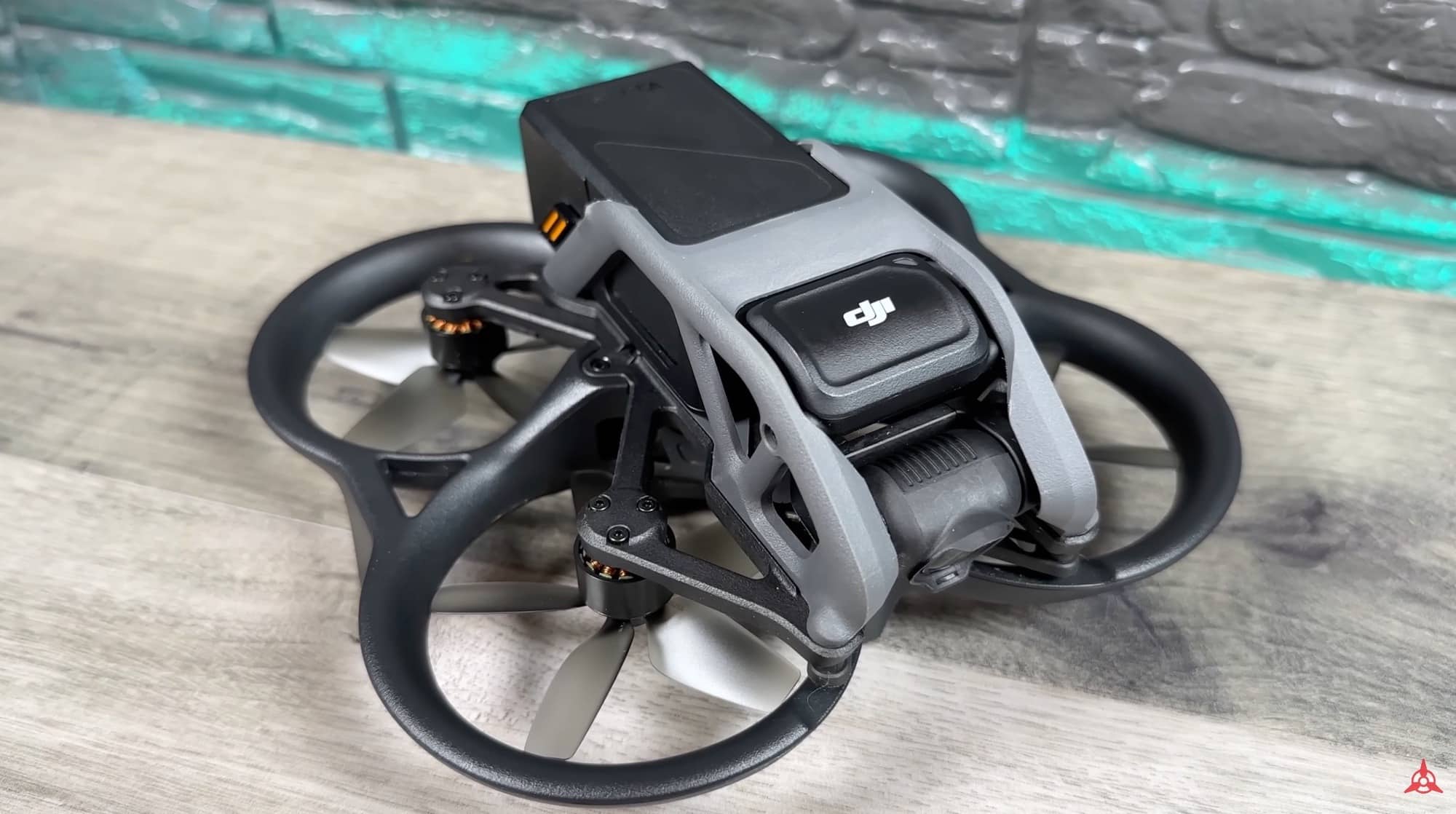 The DJI Avata, which lacks the three-axis gimbal of the Mavic camera drones.