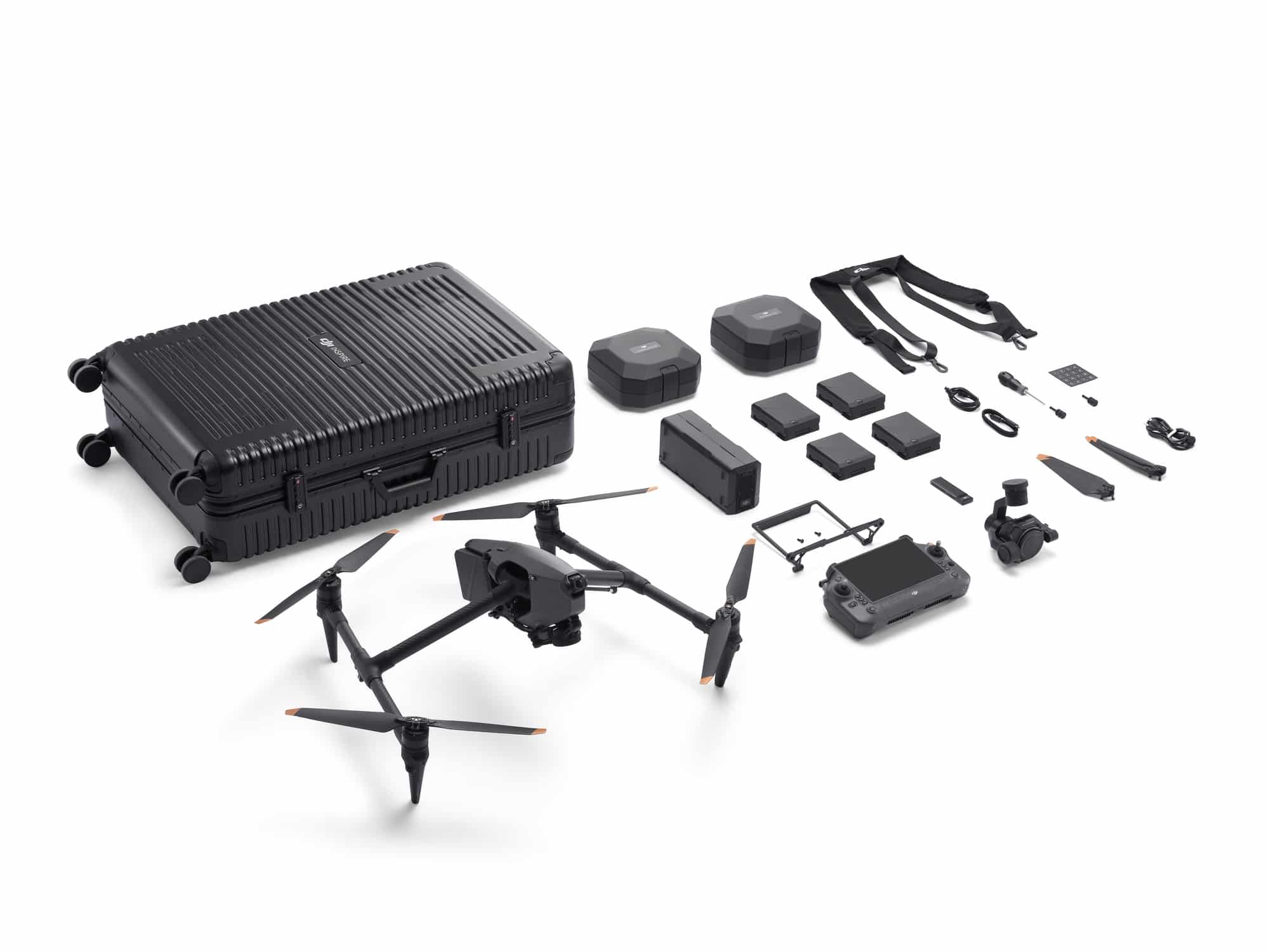 DJI Inspire 3 cinema drone combo with TB51 batteries and foldable quick-release propellers.