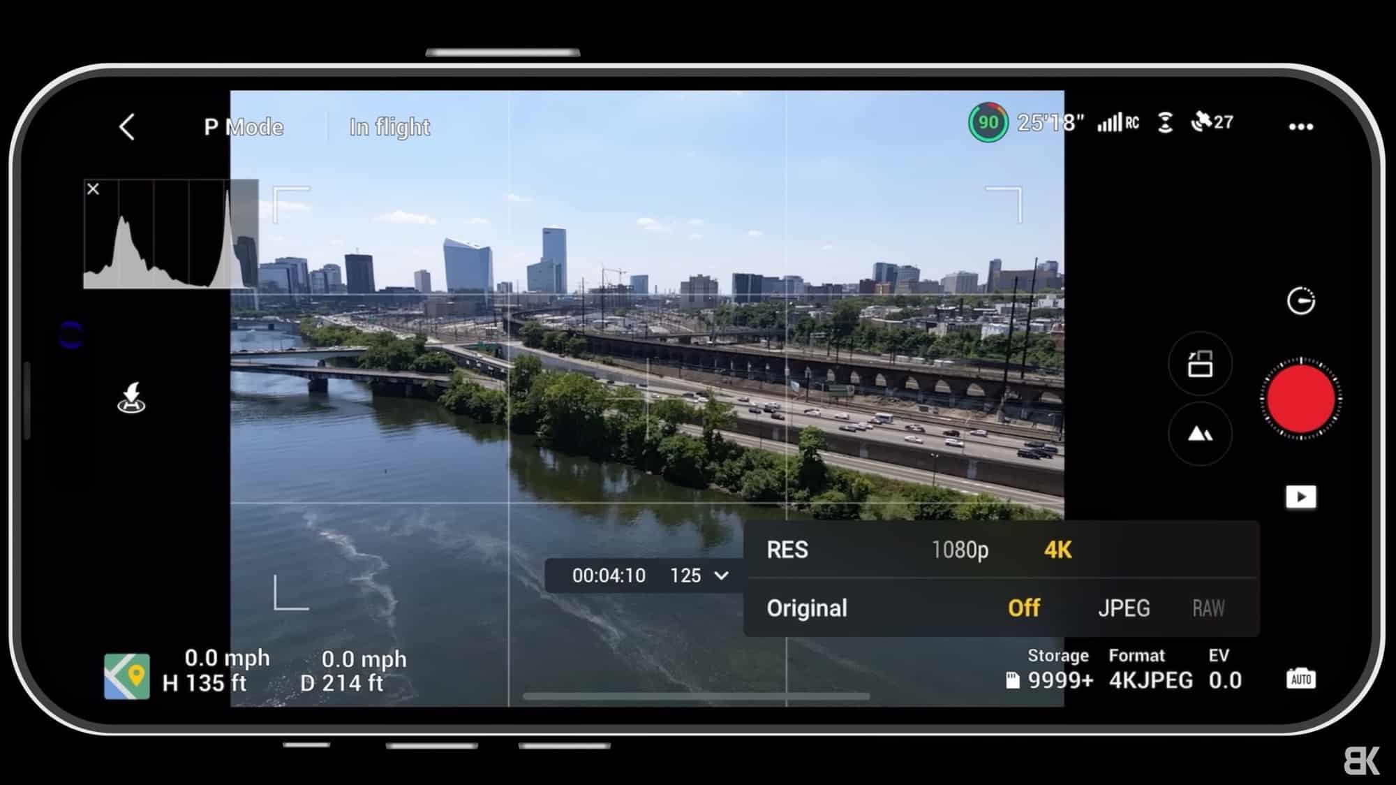 Shooting interval and duration options for a hyperlapse in the DJI Fly app.