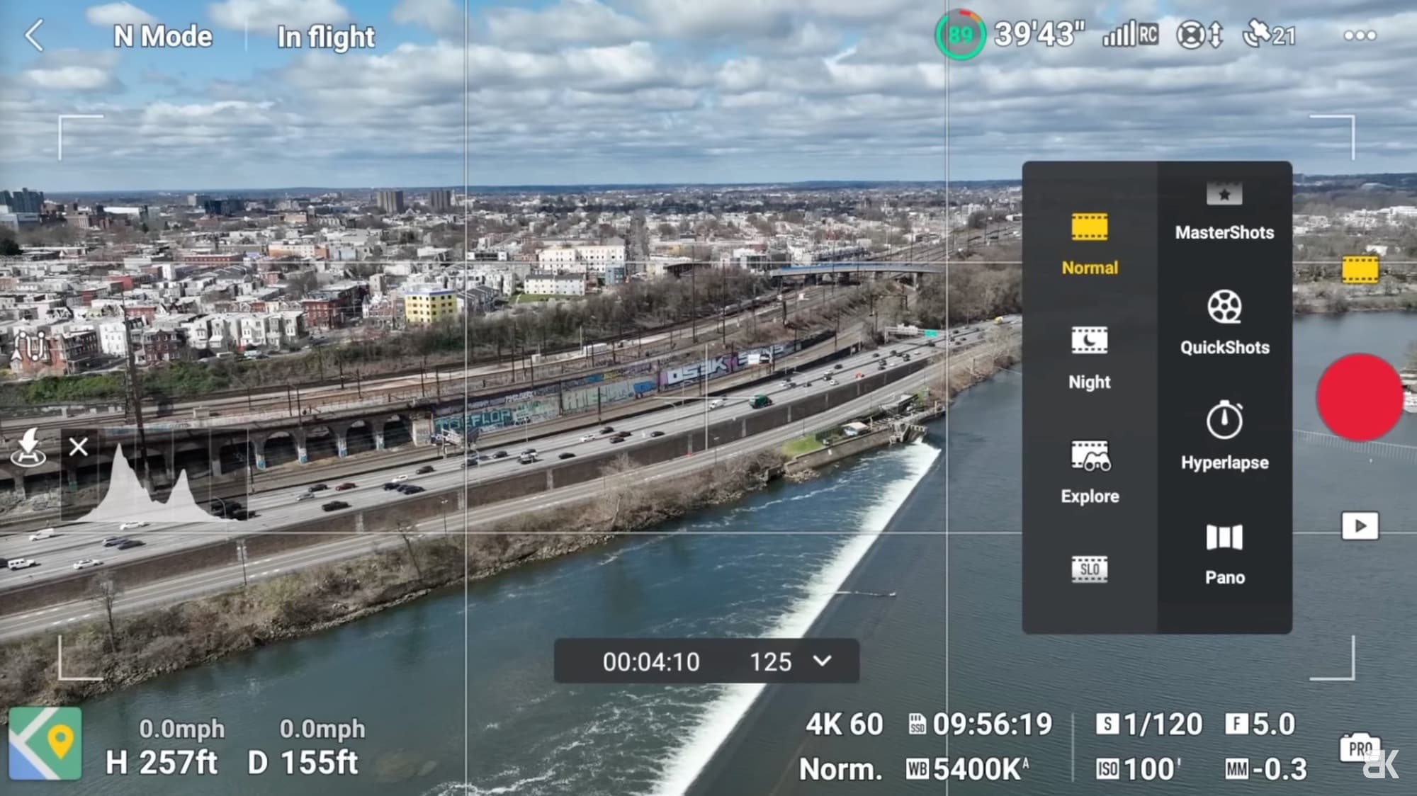 Free hyperlapse mode, which leaves the pilot in full manual control.