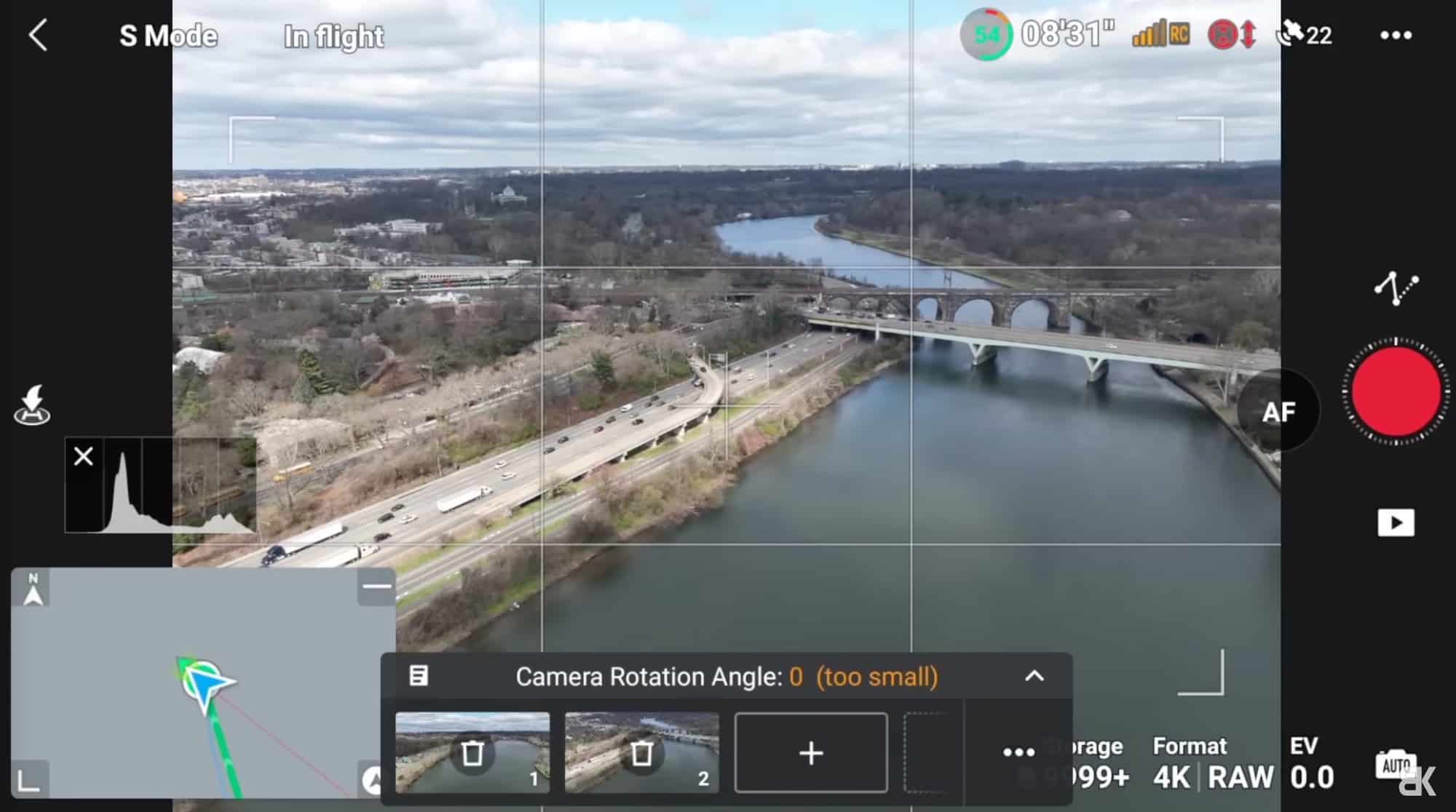 Interval and length settings that determine waypoint hyperlapse flight speed.