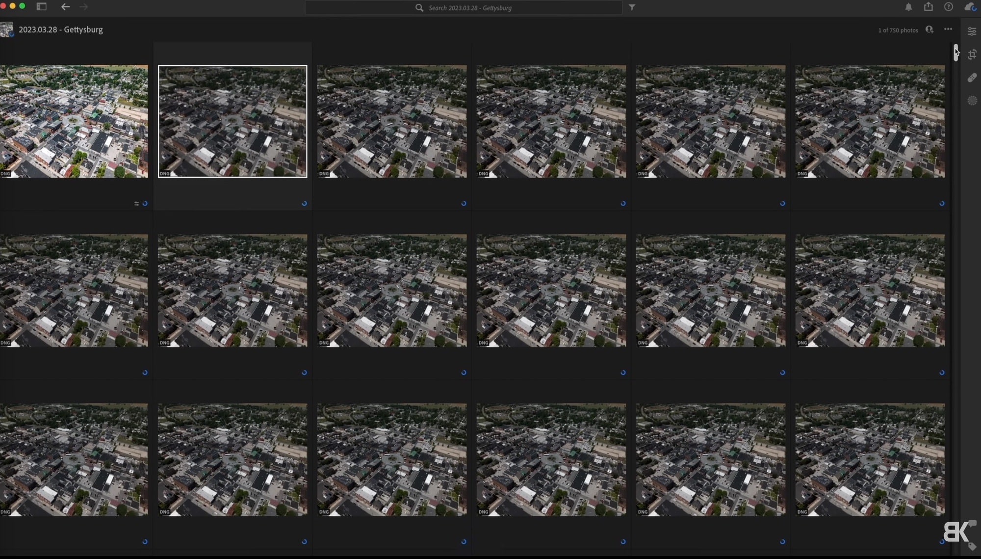 Offloading 750 RAW hyperlapse photos into dated project folders.