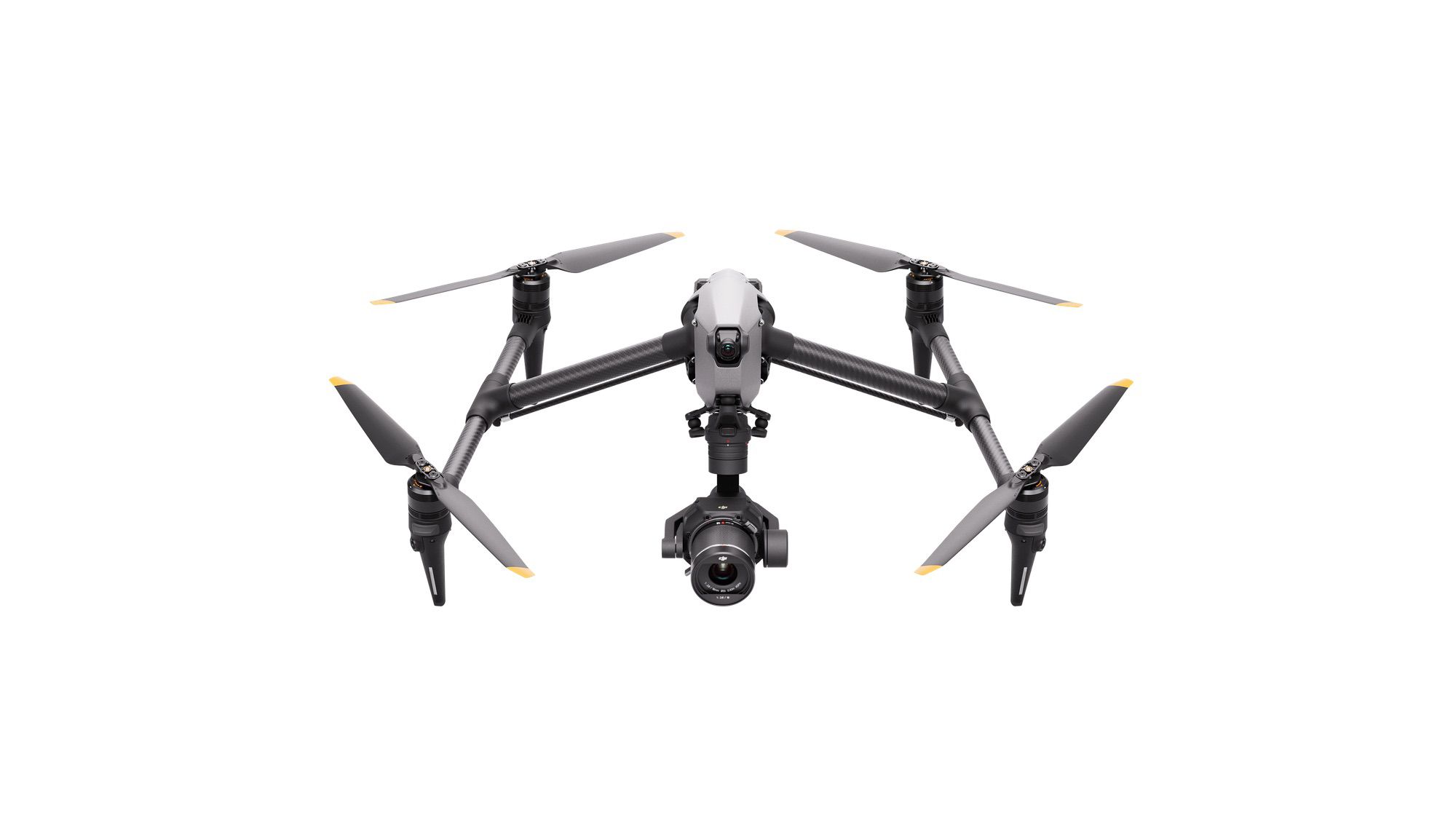 DJI Inspire 3 seen head-on from a slight downward angle.