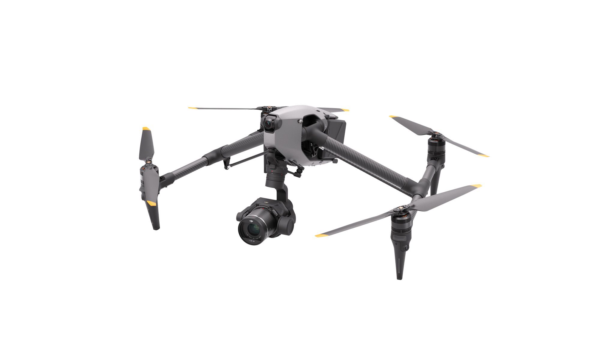 Left-side overview of the Inspire 3 with its propellers at rest.