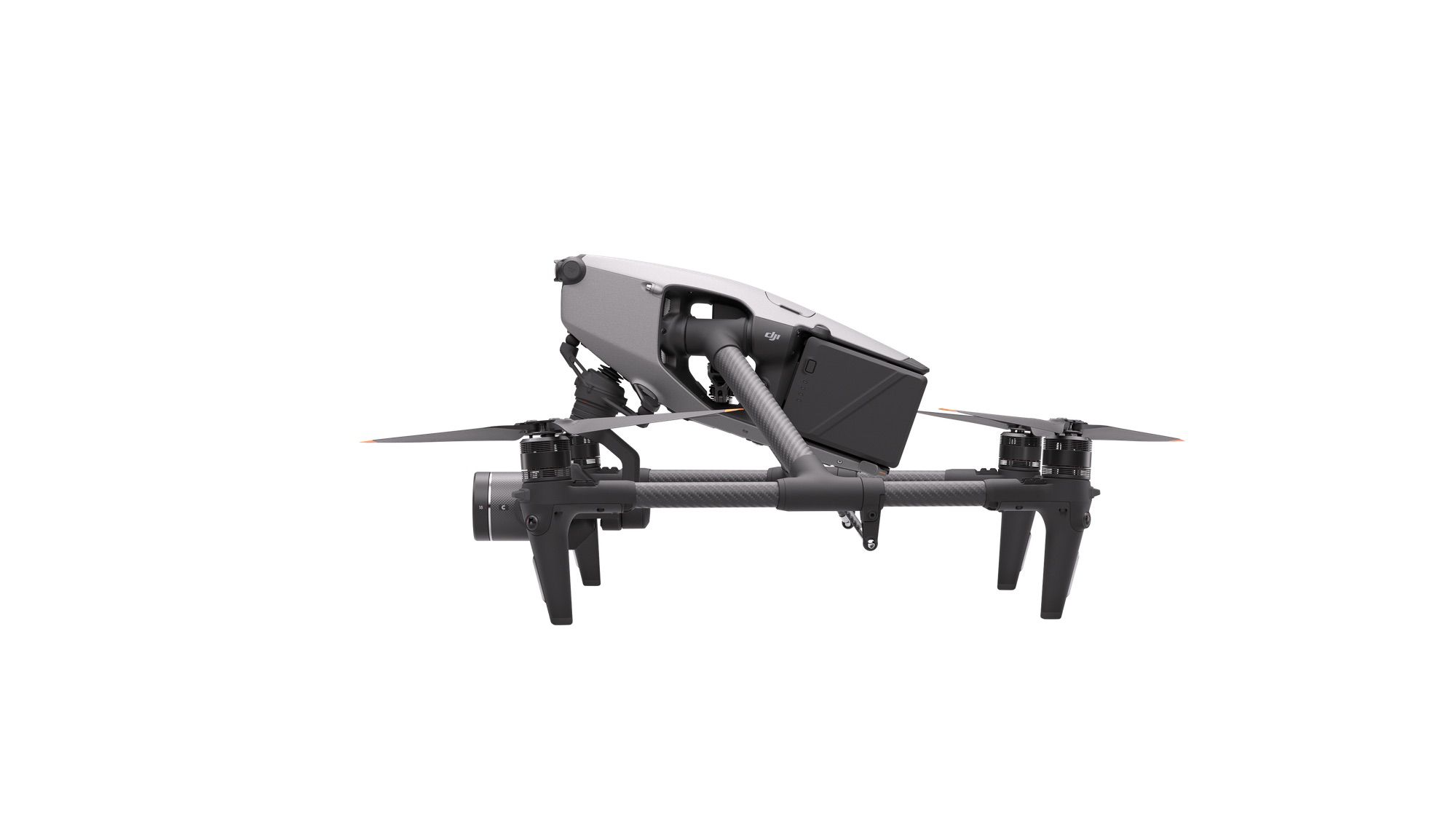 Straight-on left-side profile of the DJI Inspire 3 cinema drone.