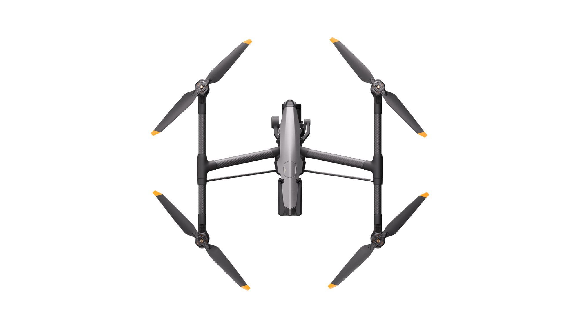 DJI Inspire 3 seen from above with its arms raised for transport.