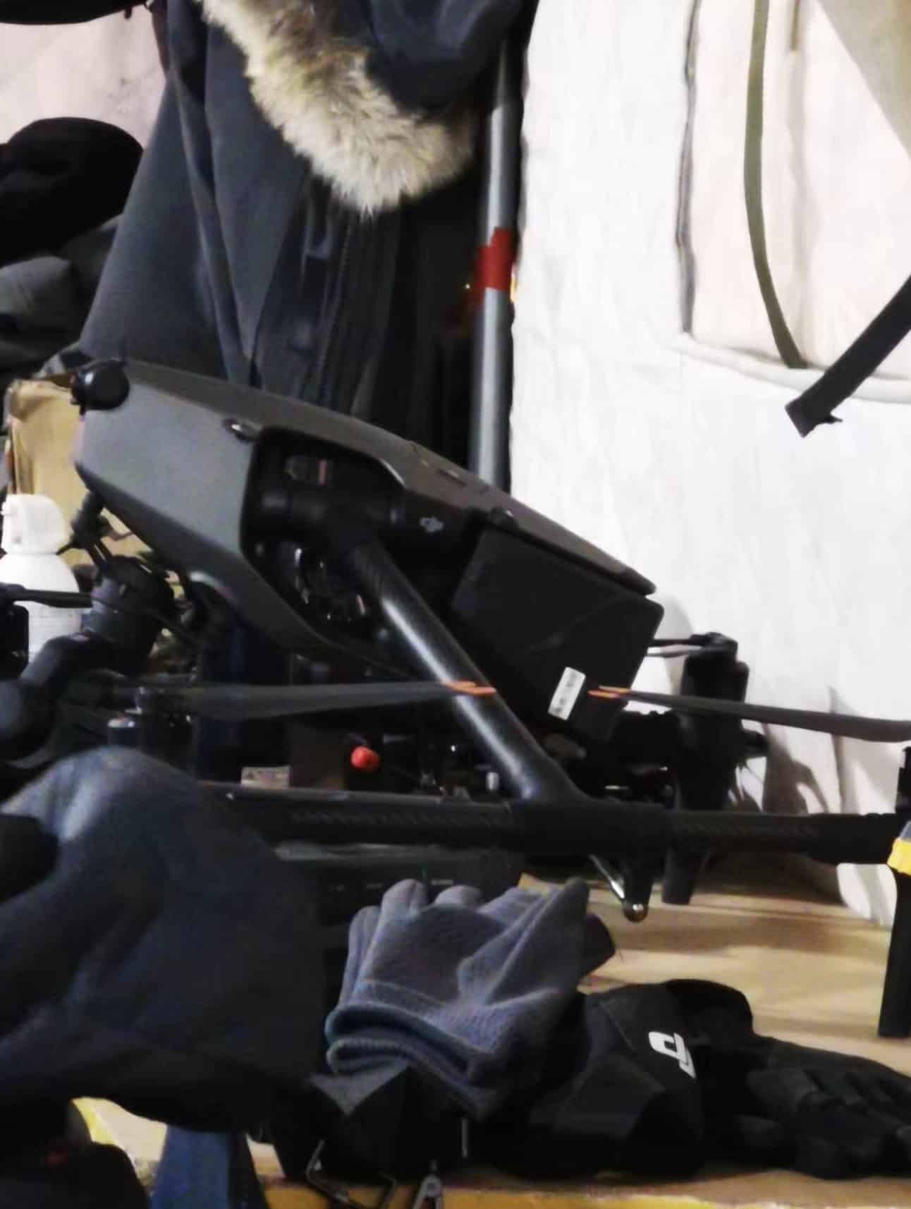 The Inspire 3 with its Zenmuse X9 camera and gimbal seen up close.