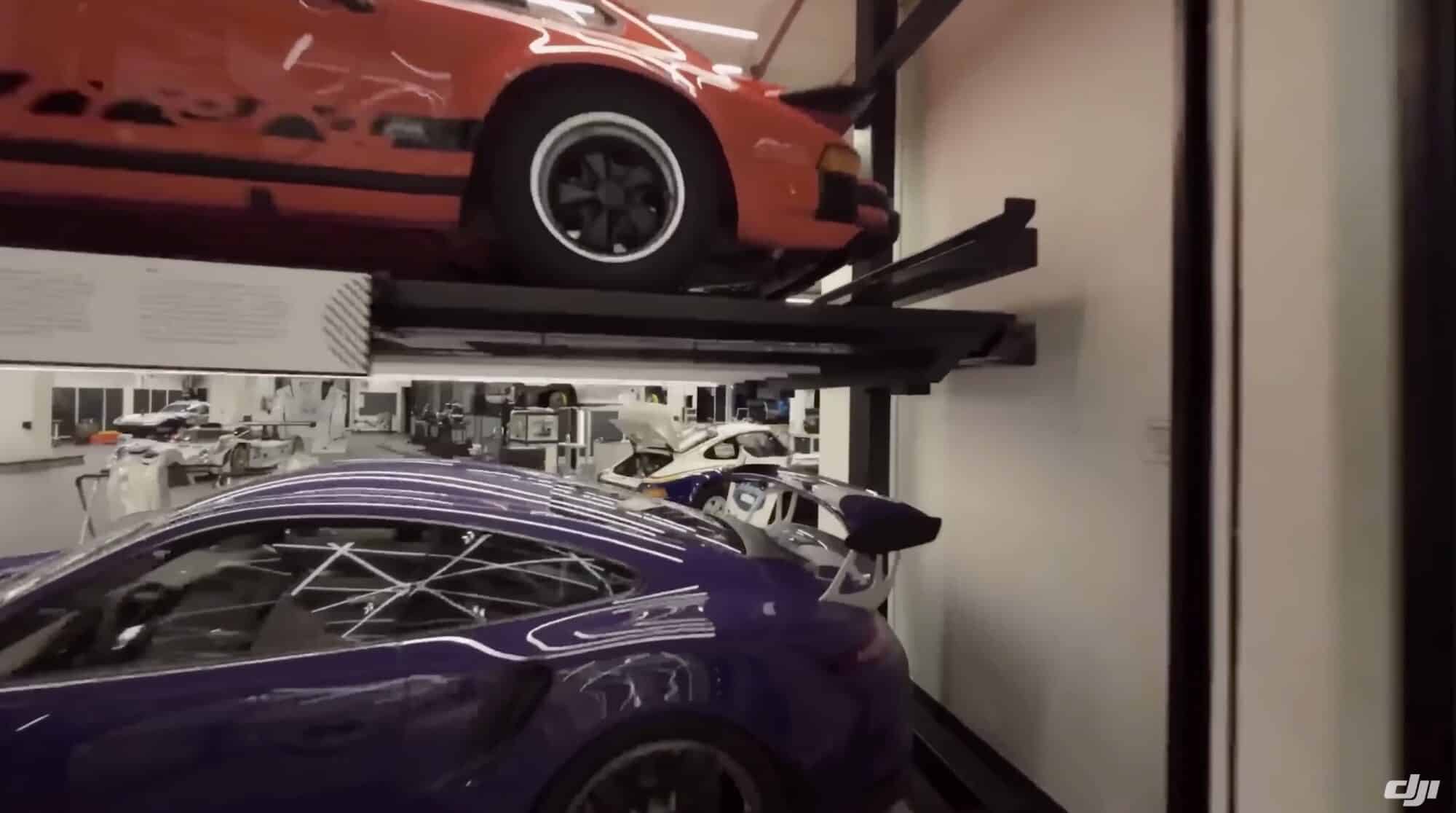 Video still from DJI's Avata flight through the Porsche Museum in Stuttgart-Zuffenhausen.