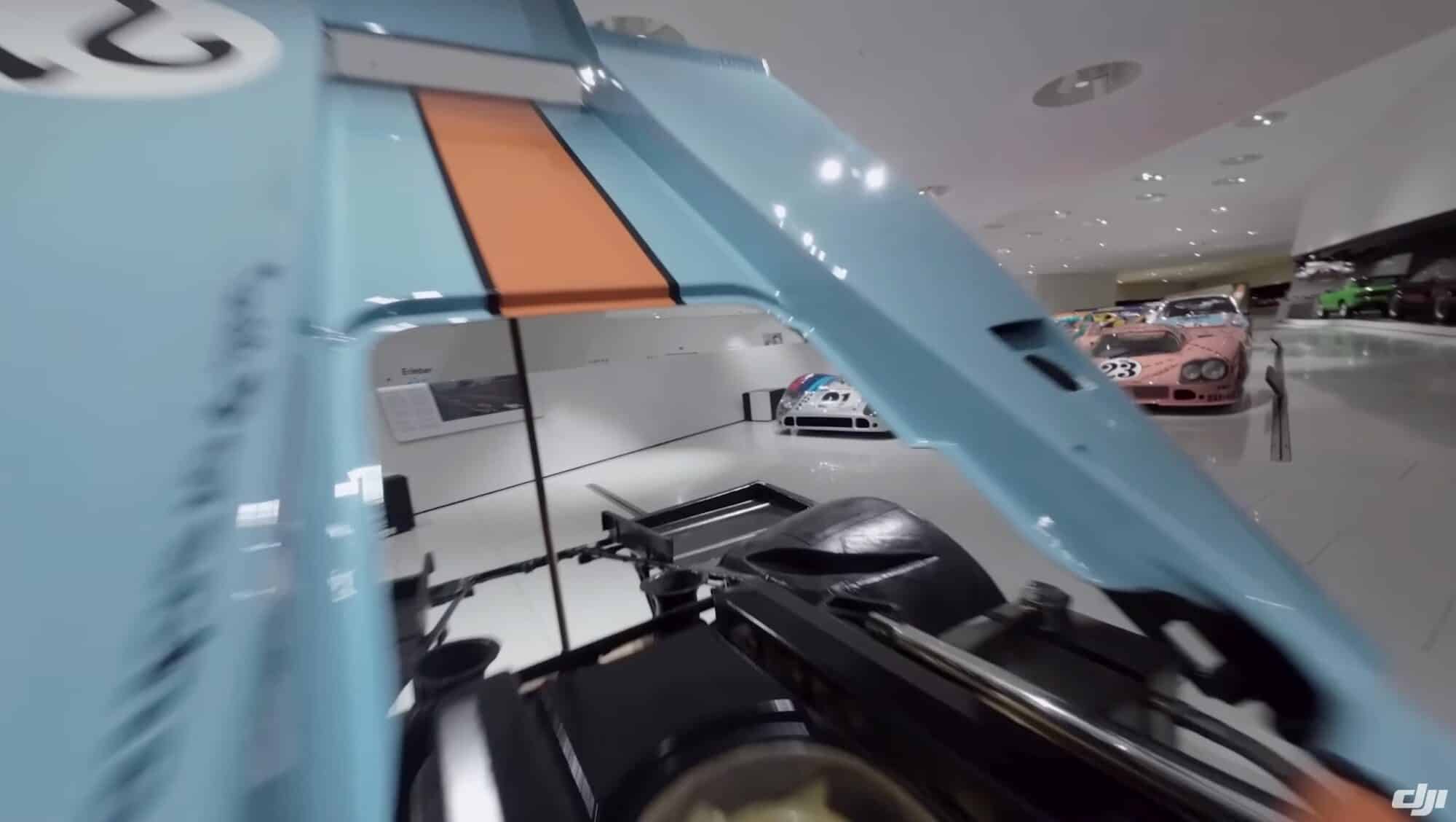 The DJI Avata indoors among the Porsche collection in Stuttgart-Zuffenhausen.