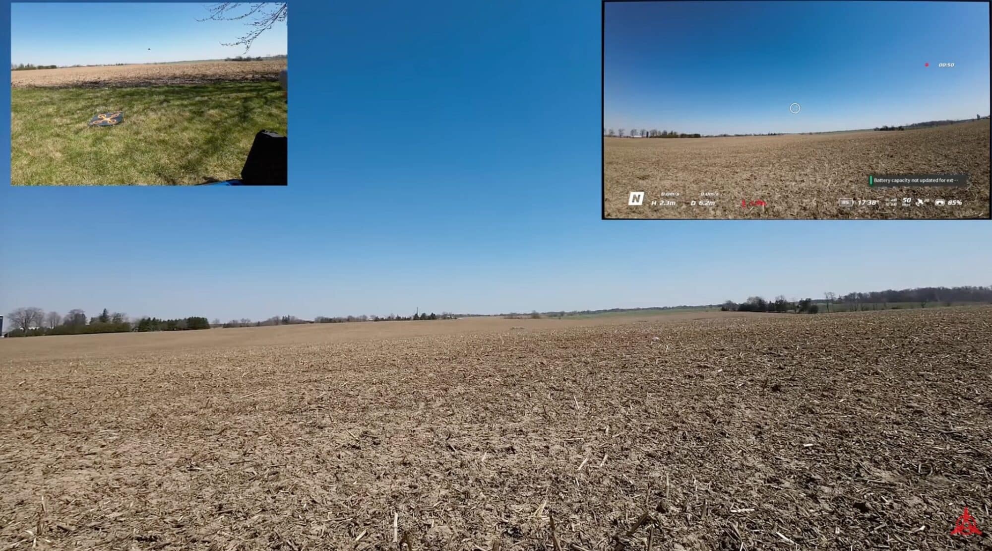 Shawn setting up the DJI Avata for a first flight at his sister's farm.