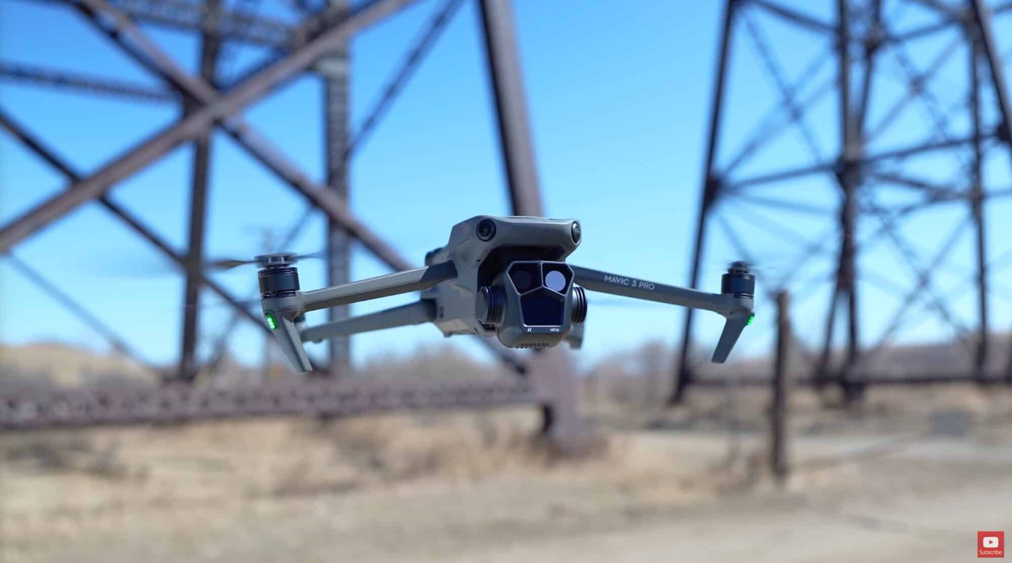 Alright, so I would have to say the number one thing that I like about having the triple camera system on the DJI Mavic 3 Pro drone is the compression effect you can get. I don't know how to explain it, but it gives the video more emotion. Look at the difference here: here's just the 1X camera, the Hasselblad camera, rotating around this elevator, and now here it is zoomed all the way into 7x. Look at that compression effect on the background – it just looks so much more cinematic.