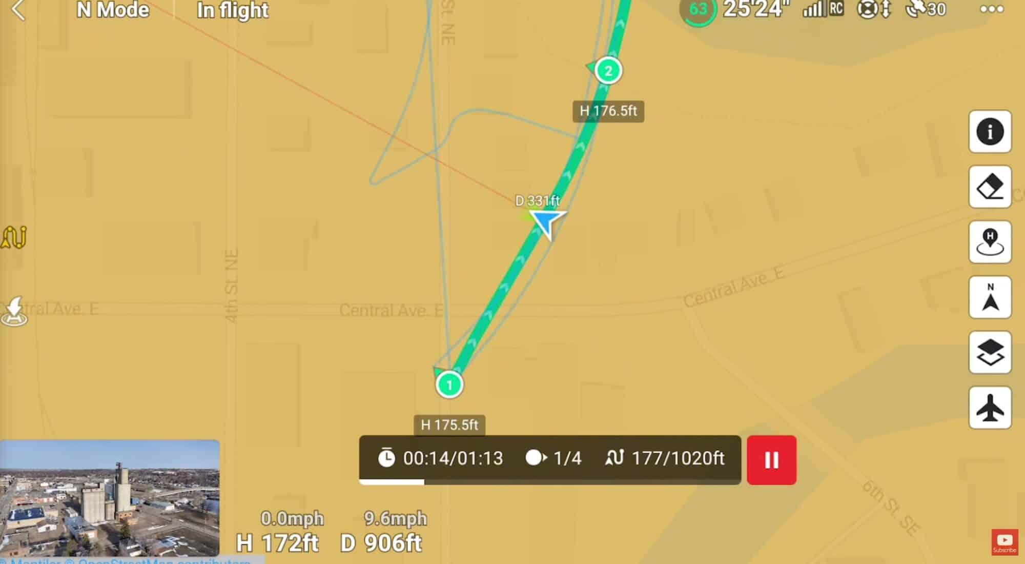 Frame from the 51 Drones review covering Mavic 3 Pro waypoint missions.