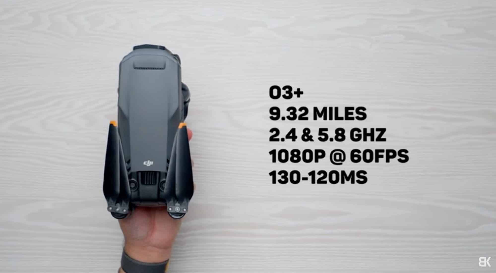 The Mavic 3 Pro in flight, illustrating DJI's O3 transmission link.