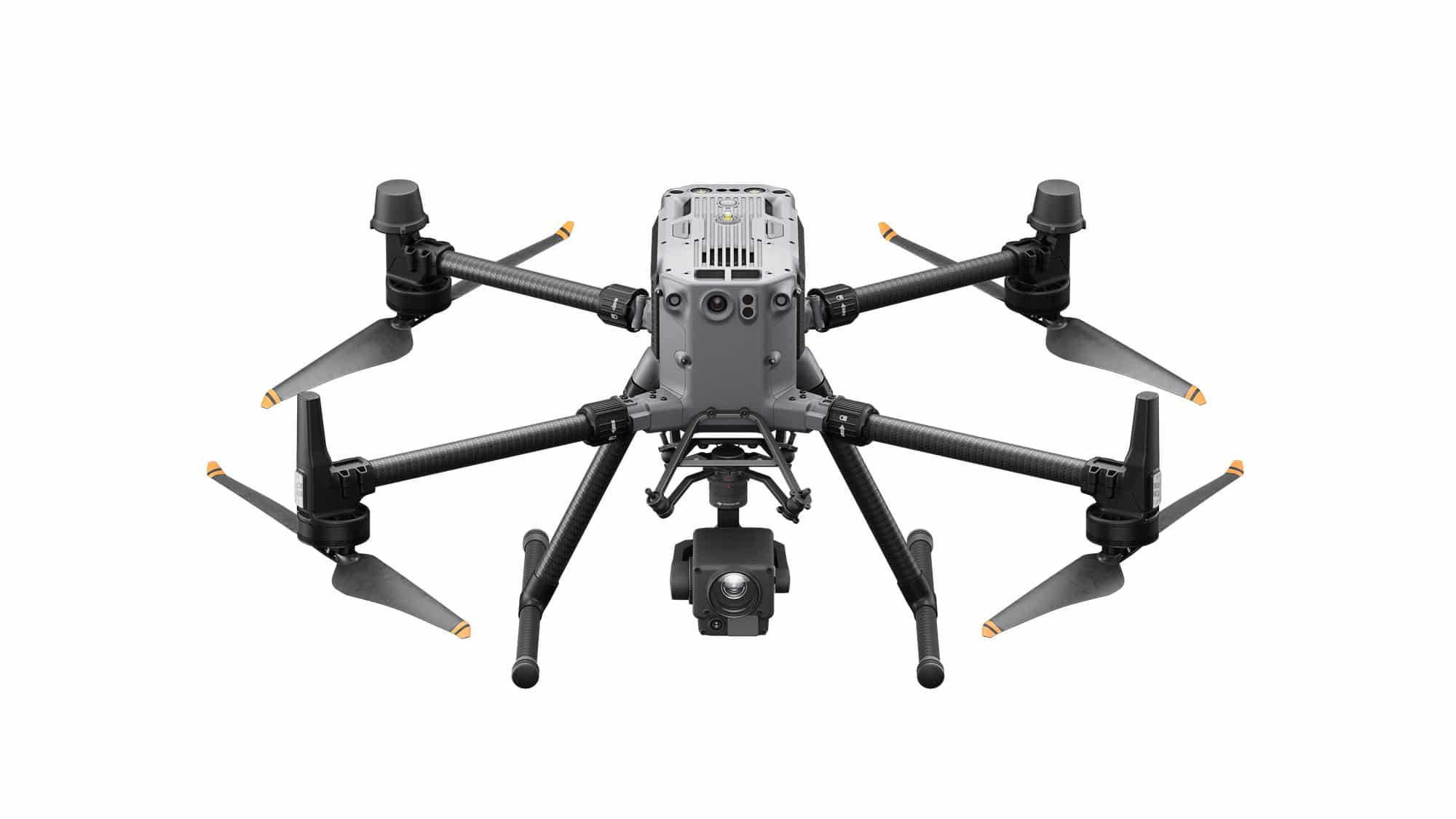 DJI Matrice 350 RTK with the Zenmuse H20 payload, viewed head-on.