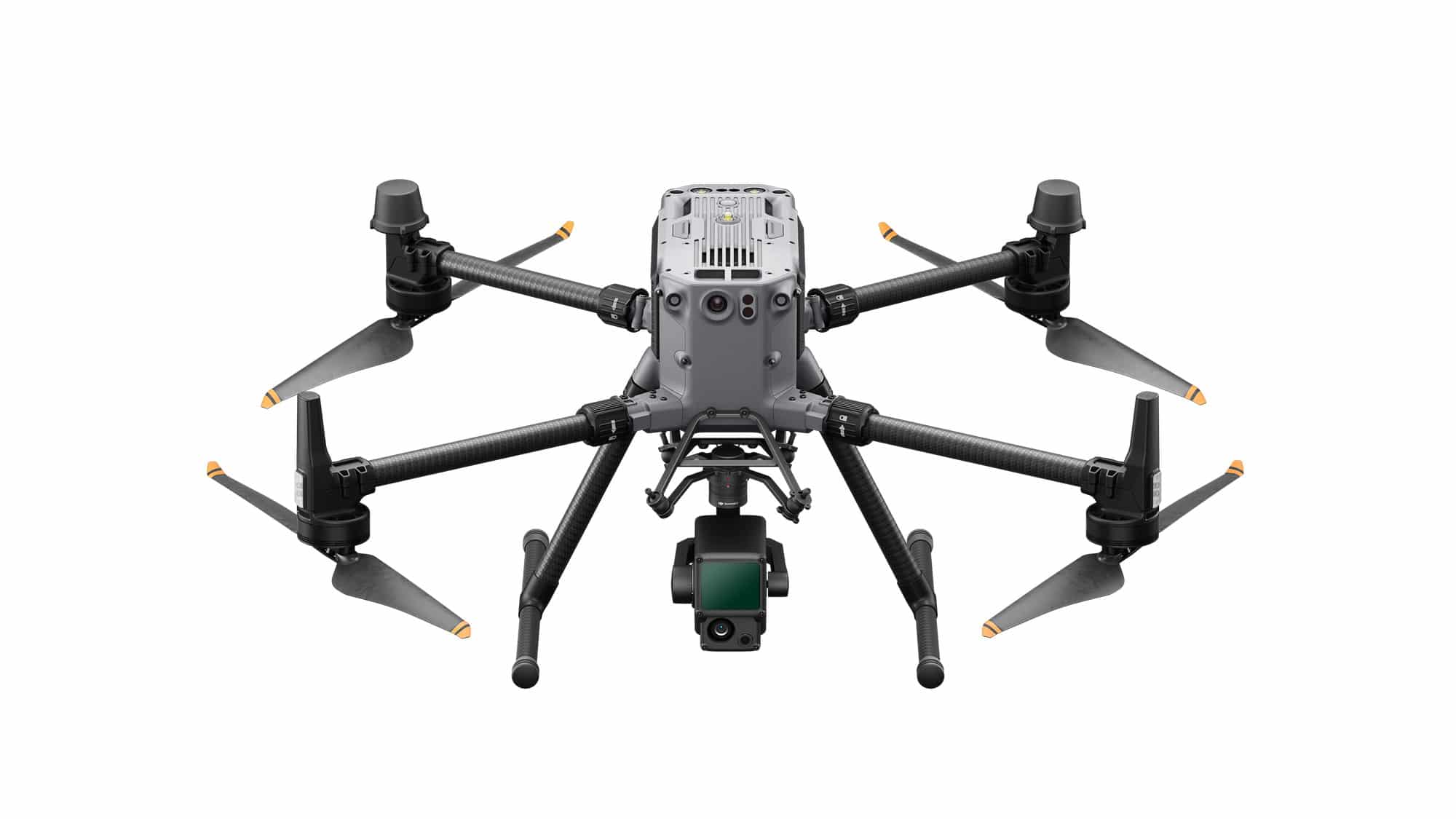 Front view of the DJI Matrice 350 RTK with the Zenmuse L1 lidar payload.