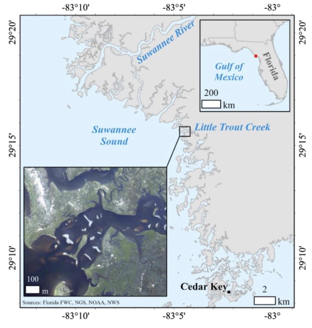 In early 2021, a drone flew at about 100 feet over the Gulf waters at a speed of 13 mph while emitting 700,000 laser pulses per second as it surveyed an oyster reef off the Big Bend Coast of Western Florida.