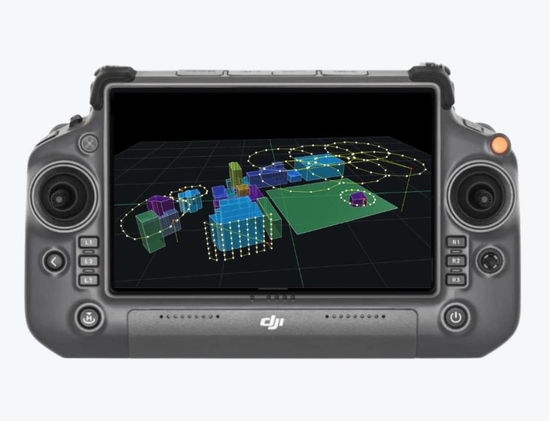 Screenshot of Drone Harmony mission planning software with a 3D flight path.