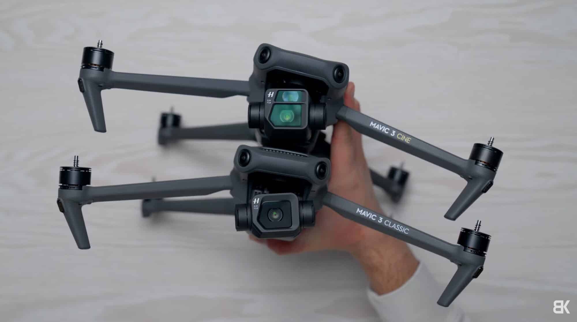 Billy Kyle Mavic 3 Pro, Cine, and Classic drones lined up together.