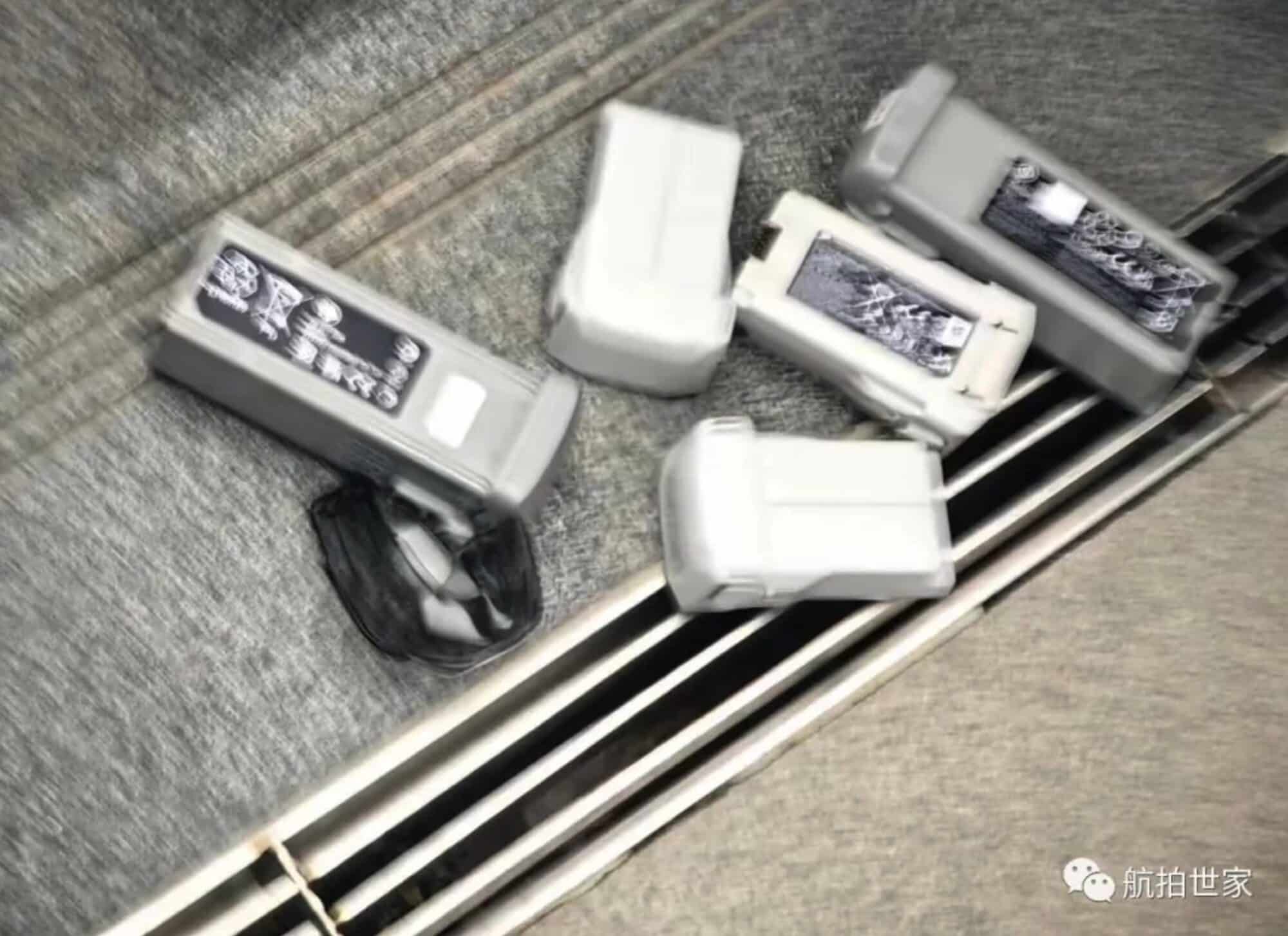 Leaked photo of DJI Air 3 batteries, which look large next to the compact airframe.