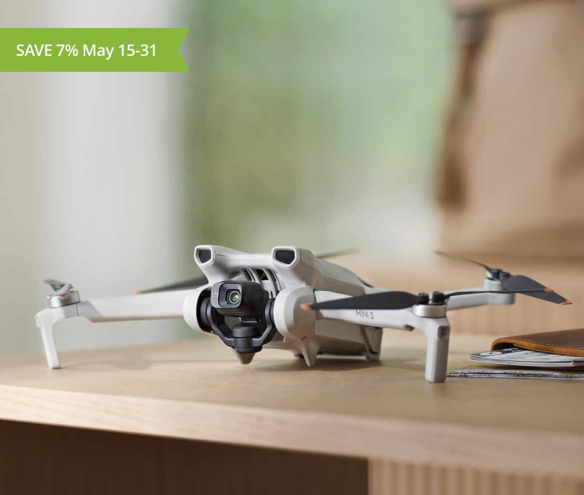 Screenshot of the DJI Mini 3 Fly More Combo discounted in DJI's spring sale.