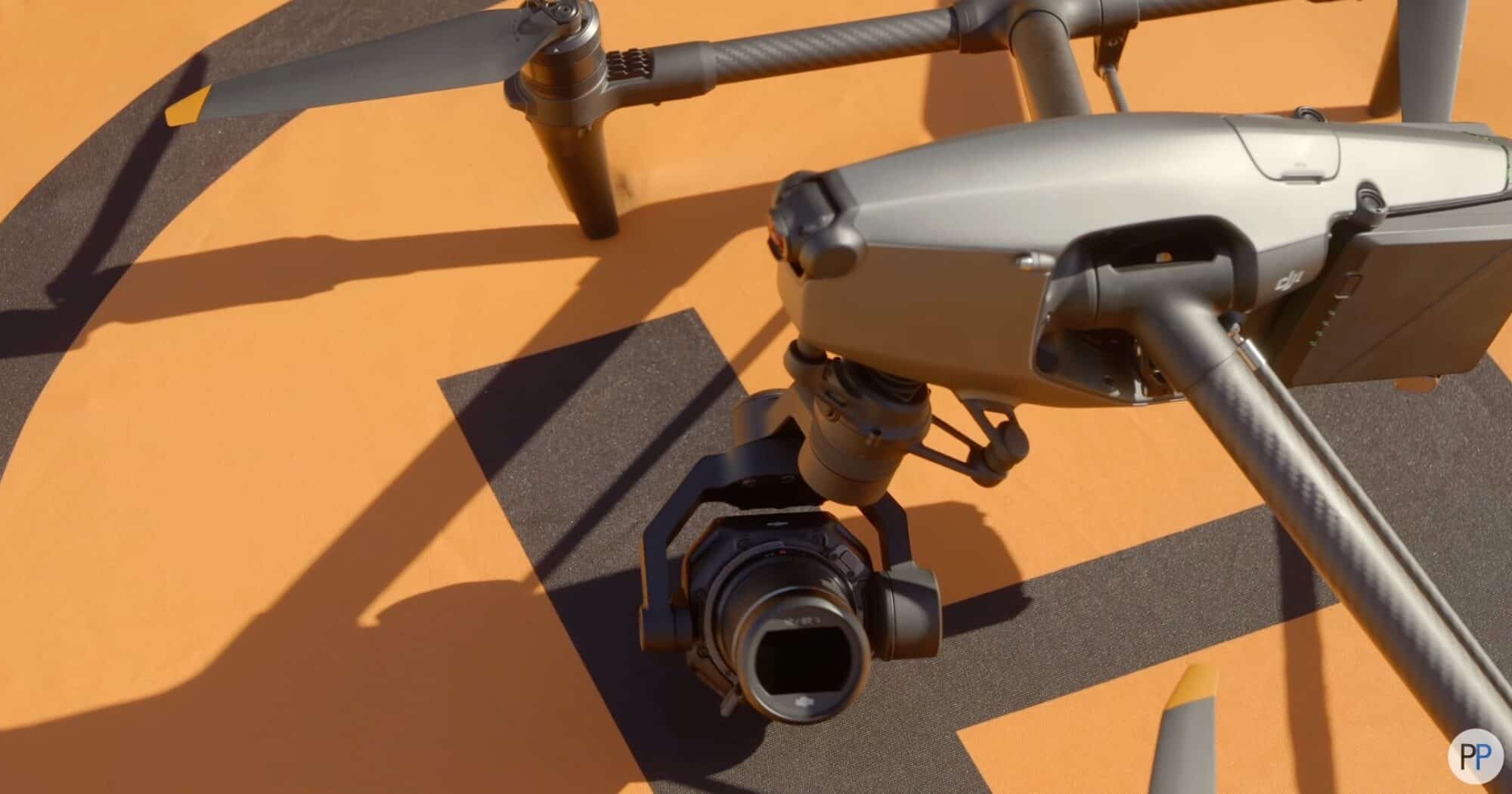 The Inspire 3 full-frame 45-megapixel camera fitted with a DJI DL-Mount lens.