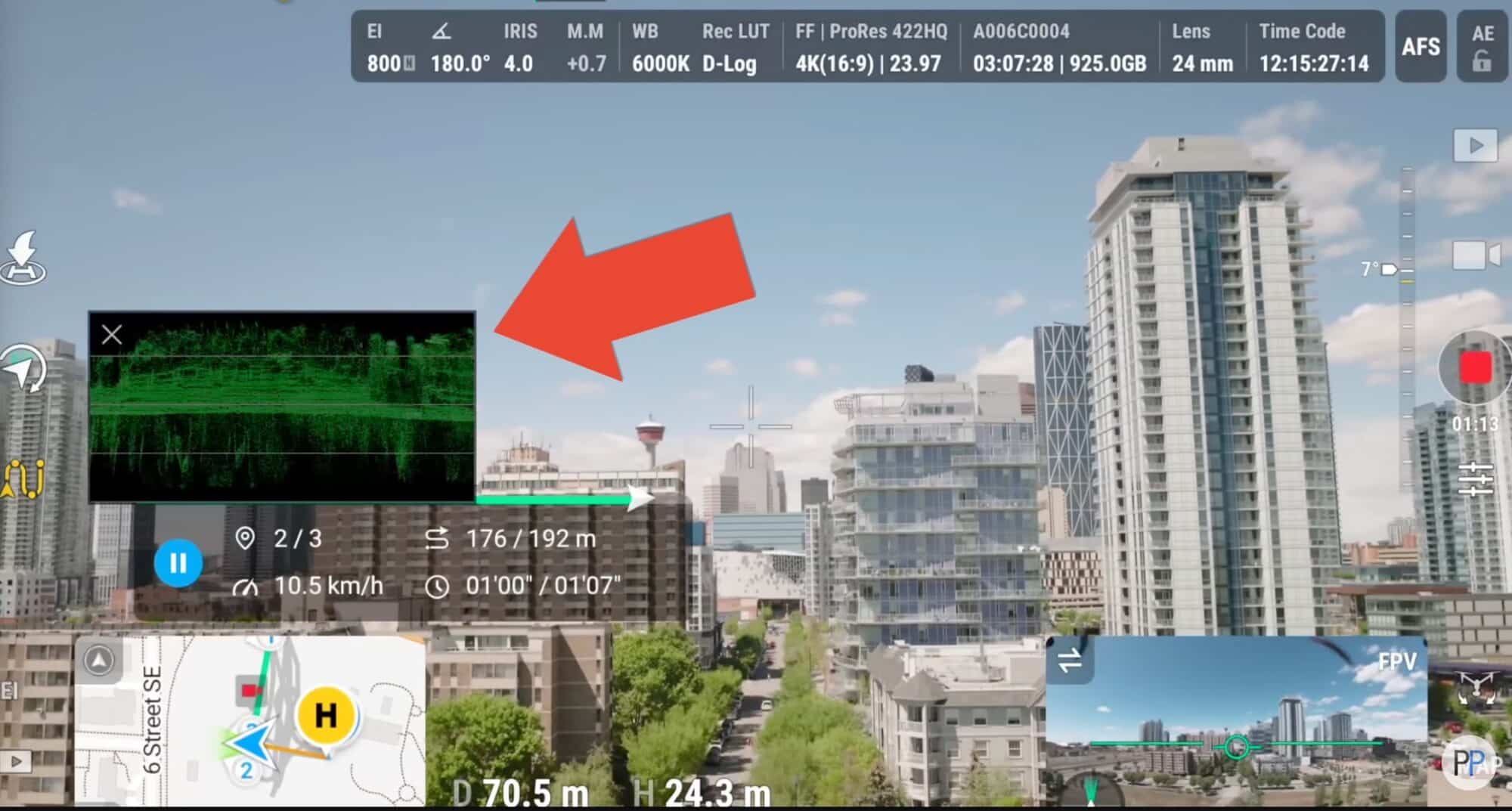 Waypoints and repeatable routes set up for consistent Inspire 3 shots.