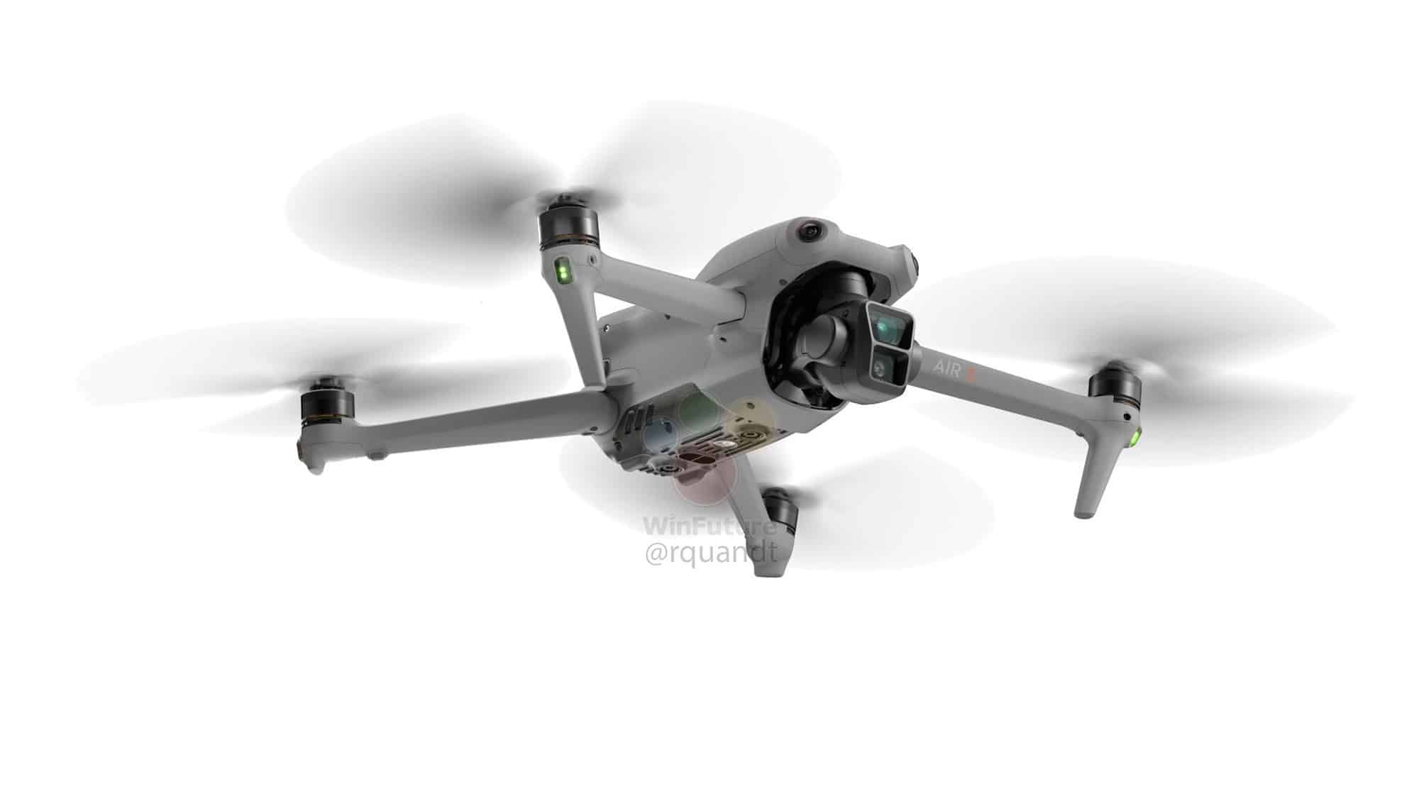 Leaked image of the dual-camera DJI Air 3 ahead of its expected July launch.