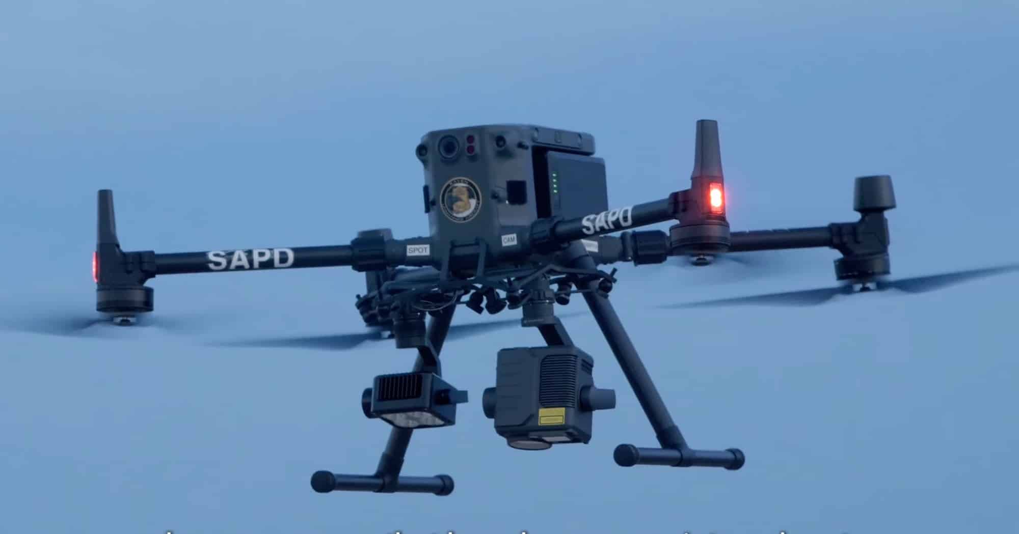 RAVEN program officer monitoring a drone's live video feed in San Antonio.