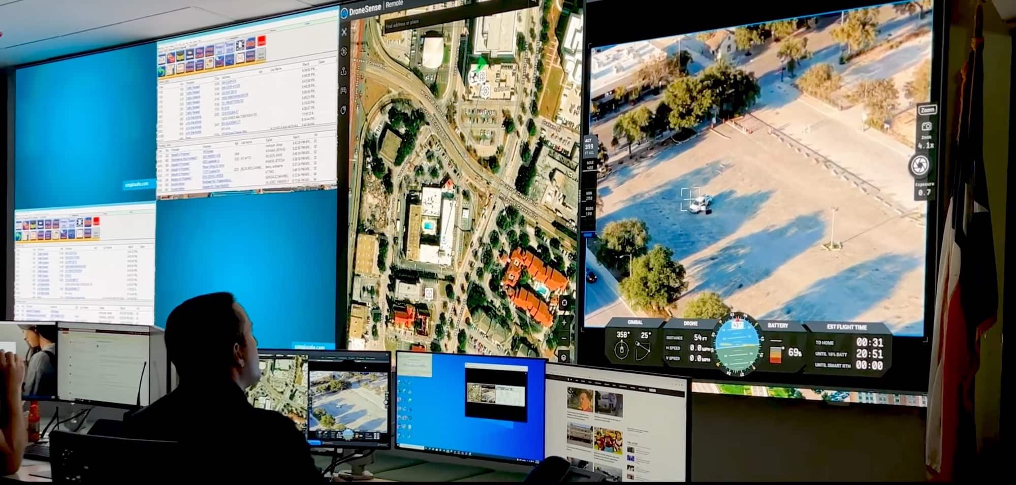 SAPD drone pilot launching an aircraft from the department's downtown headquarters.